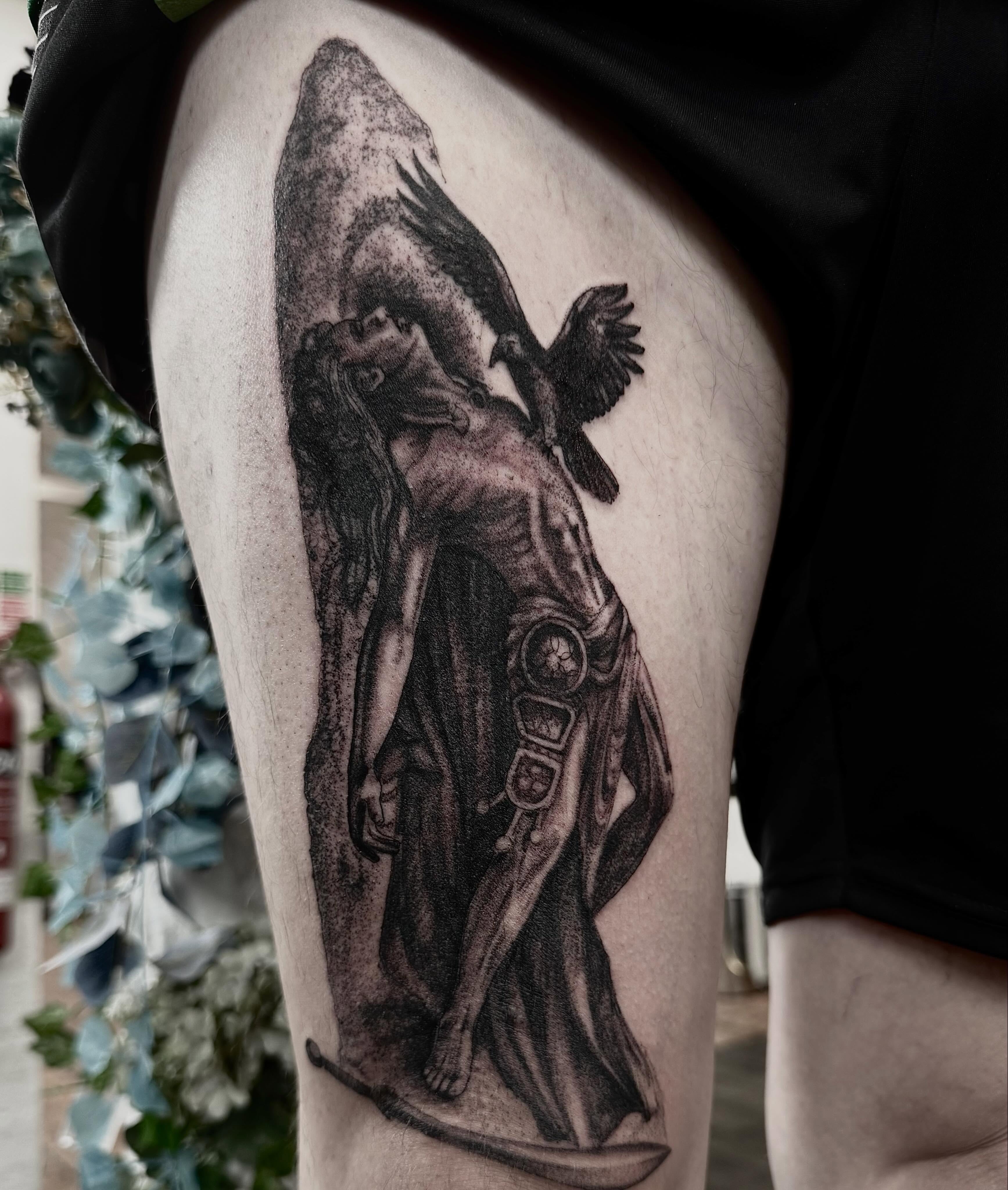 The Death of Cu Chulainn.
#tattoo
#donegal
#tattoostudio
#zombiedollztattooparlour