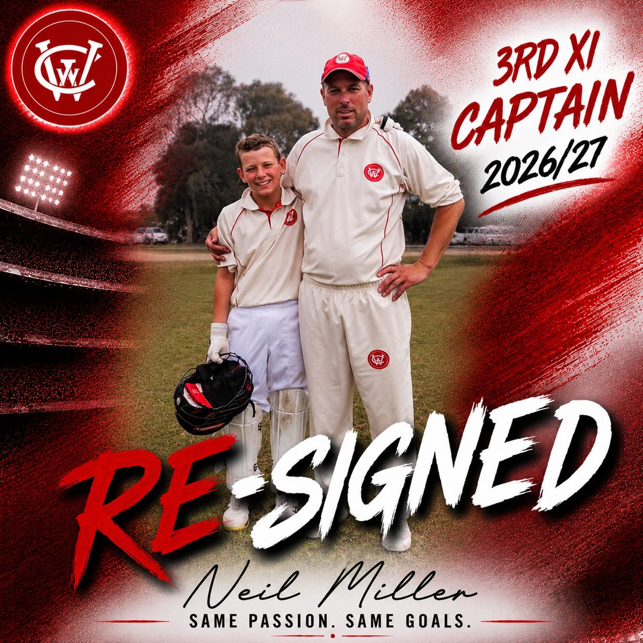 🏏 3RD XI CAPTAIN RE-APPOINTMENT 🏏
The Wendouree Cricket Club is pleased to announce the reappointment of Neil Miller as Captain of our 3rd XI for the upcoming season.
Neil has been a valued leader around the club for many years, bringing a wealth of experience, cricket knowledge and passion to every team he is involved with. His commitment to developing players, fostering a positive team culture and leading by example has made him an integral part of the club both on and off the field.
A respected figure within the Wendouree Cricket Club, Neil’s ability to unite teammates and create an enjoyable environment while maintaining a competitive edge makes him the ideal person to continue leading our 3rd XI.
We congratulate Neil on his reappointment and look forward to seeing him guide the team through another successful season.
🔴⚪🔴 Congratulations, Neil! ⚪🔴⚪️
WCC President
Ivan Pyke
#WendoureeCC #Redcaps #TheNextChapter