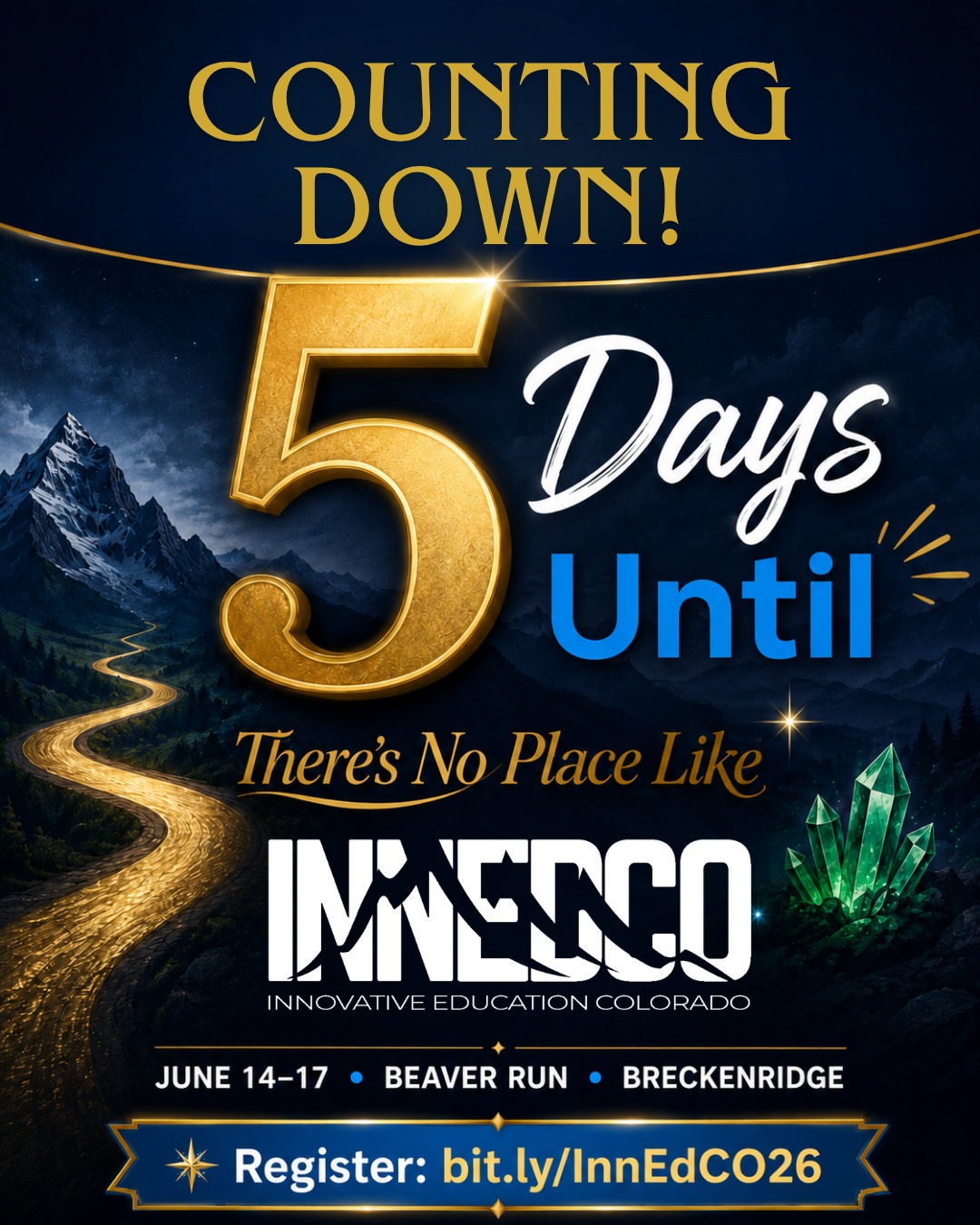 The countdown is on! ✨ JUST FIVE DAYS UNTIL CONFERENCE!
We’re getting closer to InnEdCO, and there’s no place like learning, connecting, and celebrating with this incredible community.
Who’s ready for Breckenridge?!
Register until June 13th: https://bit.ly/InnEdCO26
#InnEdCO #EdTech #ThereIsNoPlaceLikeInnEdCO #TeacherLife #ColoradoEducators