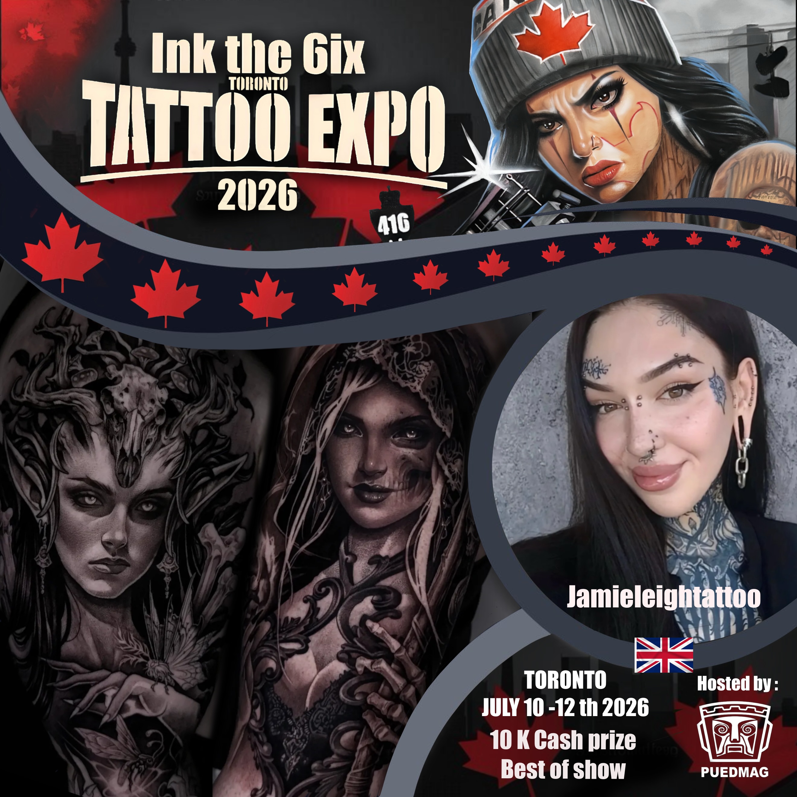 Welcome @jamieleightattoo to the second edition of @inkthe6ixtorontotattooexpo, happening July 10-12, 2026, at the Enercare Event Centre in Toronto!
If you guys want to say what’s up or get some crazy black and grey work, make sure to DM her directly.
Don’t miss the opportunity to meet her, check out her work, and get tattooed at one of Canada’s biggest tattoo events.
We the North.
You either win with us or watch us win.