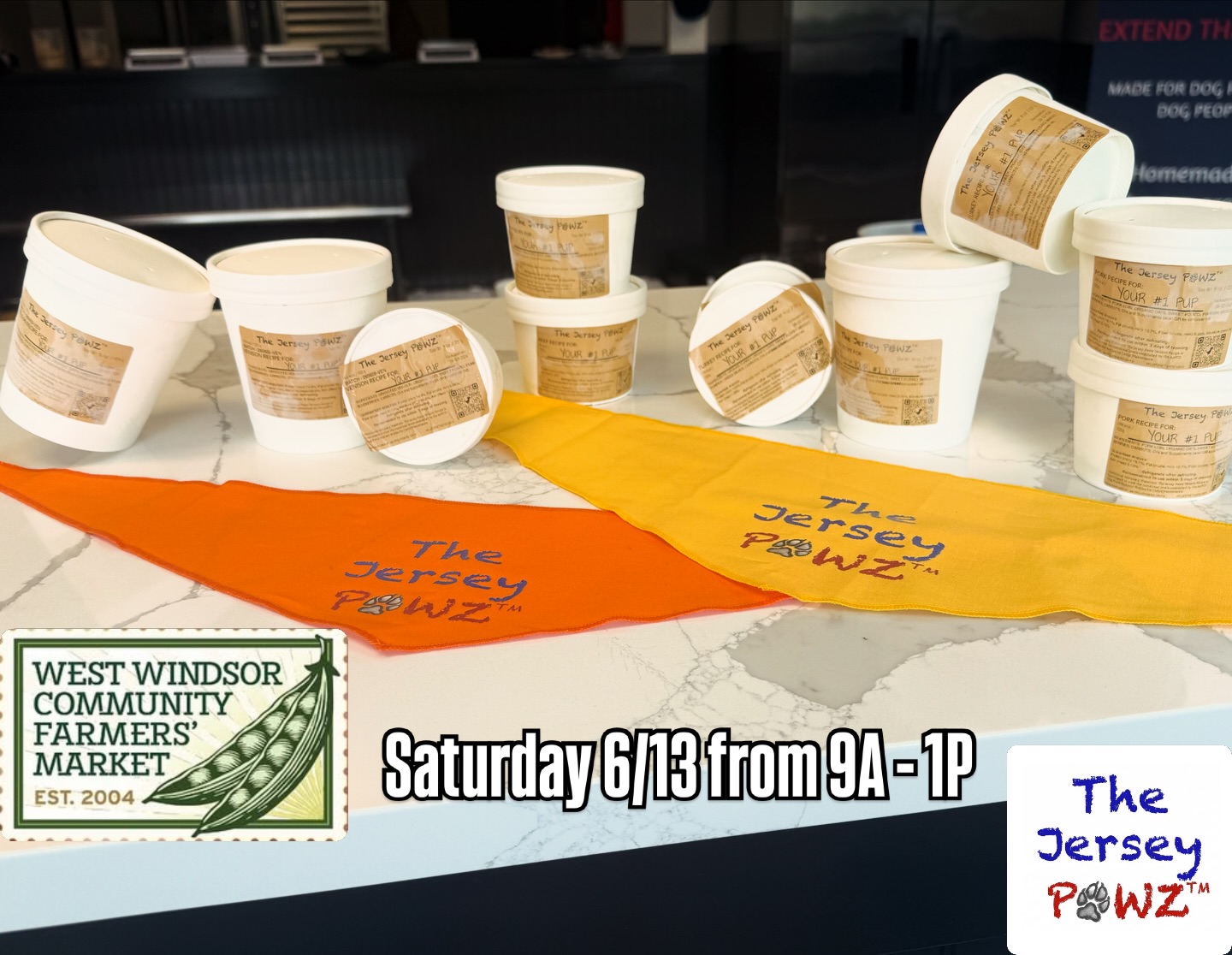Just 2 more sleeps! Can’t wait to see people and their pups on Saturday. #ExtendTheirStay #FarmersMarket #SmallBatchDogFood #JerseyDogs #ShopLocal