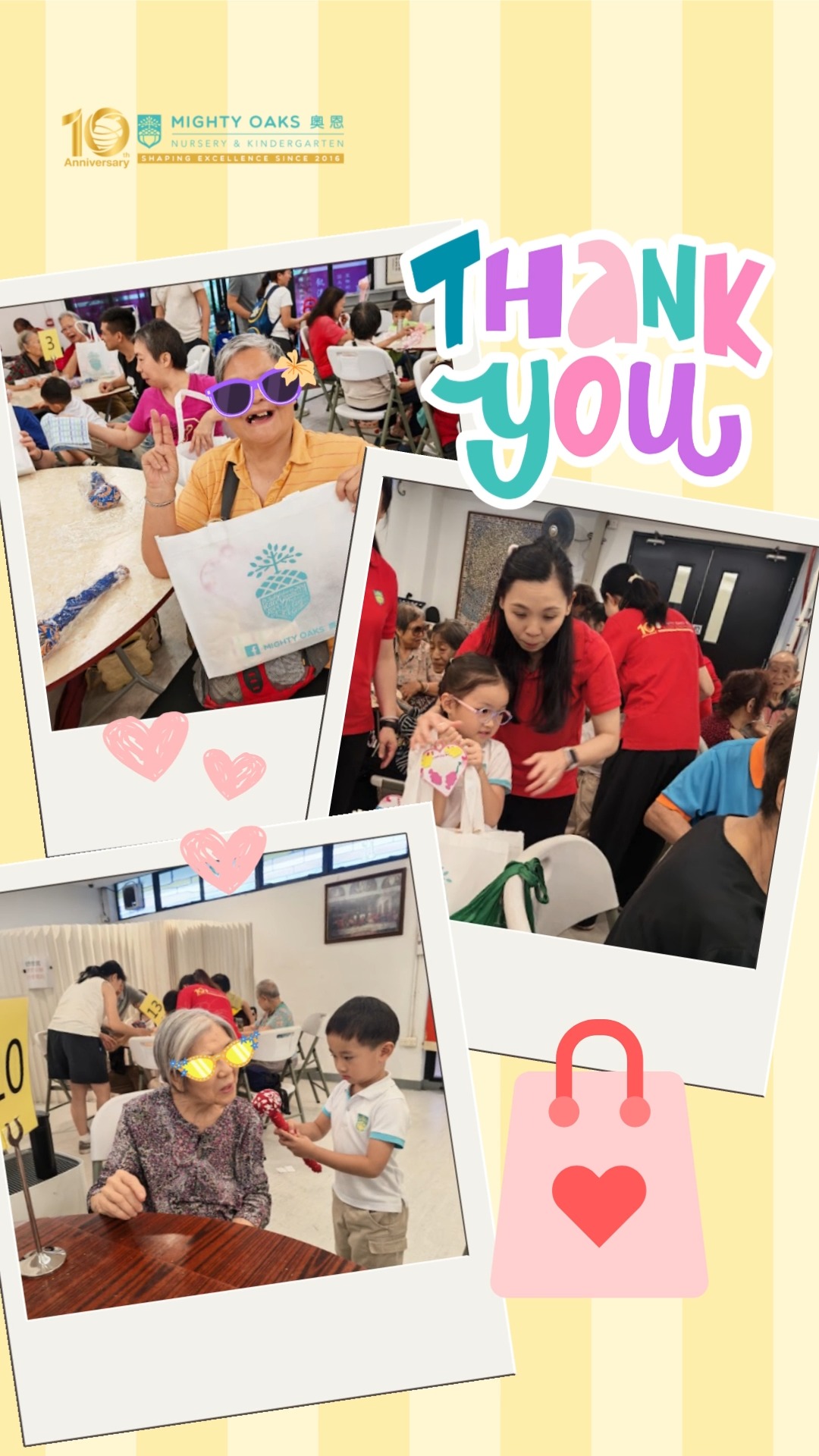 Warmth is holding hands and spreading love together. ❤️
Today, our little ones from Mighty Oaks became tiny volunteers! Accompanied by their amazing parents, they visited the elderly at Saint Barnabas’ Society and Home for a beautiful day of connection.
🎨 Crafting beautiful handmade gifts
🎵 Bringing joy with their sweet, innocent singing
🛍️ Teaming up with mom and dad to pack and deliver special gift bags to the elderly
溫暖,就是手拉手一起傳遞愛❤️
今天奧恩的學生們化身小小義工,在爸爸媽媽的陪伴下,一起來到聖巴拿巴會之家探訪長者。
🎨 用靈巧的小手一起做手工
🎵 用純真的歌聲帶來歡笑
🛍️ 還有跟爸爸媽媽分工合作,將大家捐贈的物資親手包裝成愛心福袋,送給長者們!
看著大家臉上洋溢的笑容,這個週末真的太有意義了!✨
➡️We are still accepting rolling admissions for PN- K3.
歡迎適齡幼兒申請小組班至高班插班。
#MightyOaks #InternationalKindergarten #Volunteers #FamilyBonding #kennedytown #SaintBarnabasSociety #SpreadingLove #CommunityCare #WarmMoments #奧恩 #國際幼兒園 #義工 #親子活動 #傳遞愛心 #社區關懷 #溫馨時刻