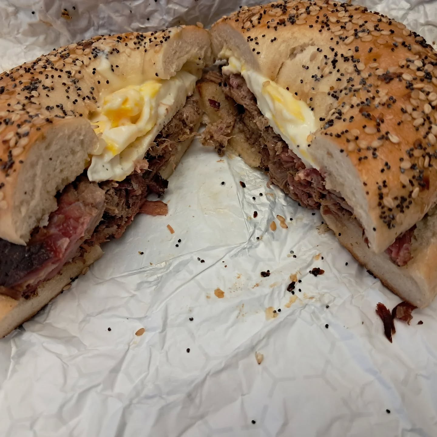 @tysbbqandsmashys thanks for making a delicious Everything Bagel Brisket sandwich today, that's a savory breakfast!