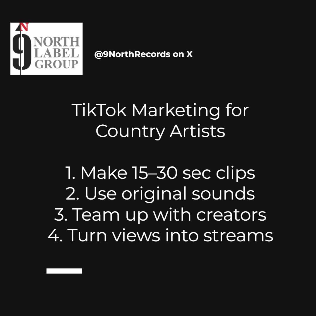 HMU: larry@ninenorthmail.com
Integrating TikTok into Your Music Marketing Strategy
1. Pick the right clip
Use the strongest 10–20 seconds of the song.
Open fast. No long intro.
2. Build a simple video loop
Film short vertical content that plays clean and feels natural.
Keep the first second moving.
3. Use original sound
Post with your own audio.
Make it easy for other creators to use the track.
4. Work with the right creators
Don’t chase random reach.
Pair with influencers who fit the song and the audience.
5. Post with a plan
Test different hooks, angles, and moments from the same record.
Let the data show you what lands.
6. Push traffic to streaming
When a clip gets traction, make the next step obvious.
Drive listeners to Spotify, Apple Music, and YouTube Music.
7. Turn views into fans
Reply. Pin. Follow up.
A view is not the goal. Repeat listeners are.
TikTok works when it’s tied to the release plan — not used as noise.
That’s how you build real momentum.
Visit our website for more information
#musicbusiness #musicmarketing #artistdevelopment #indiemusic #branding #tipsforme #independentartist