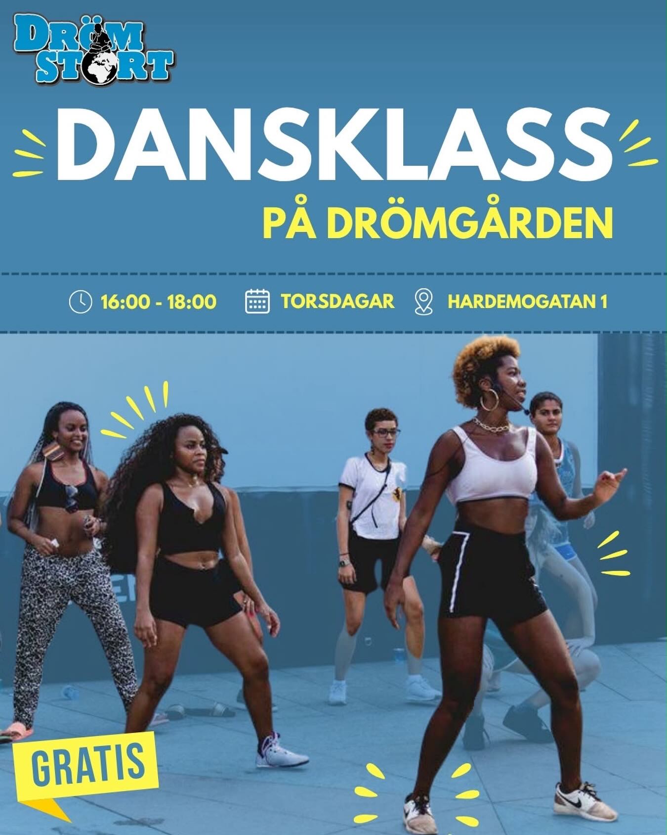 💃🔥 DANSKLASS PÅ DRÖMGÅRDEN 🔥💃
Älskar du att dansa eller vill du bara röra på dig och ha kul? Kom och var med på vår kostnadsfria dansklass!
✨ Träffa nya människor
✨ Lär dig nya danssteg
✨ Få motion och ha roligt tillsammans
📅 Torsdagar
⏰ 16:00–18:00
📍 Hardemogatan 1
💸 Gratis
Vi ses på dansgolvet! 🎶🕺💃
#Dansklass #Drömgården #Dansglädje #GratisAktivitet #Gemenskap