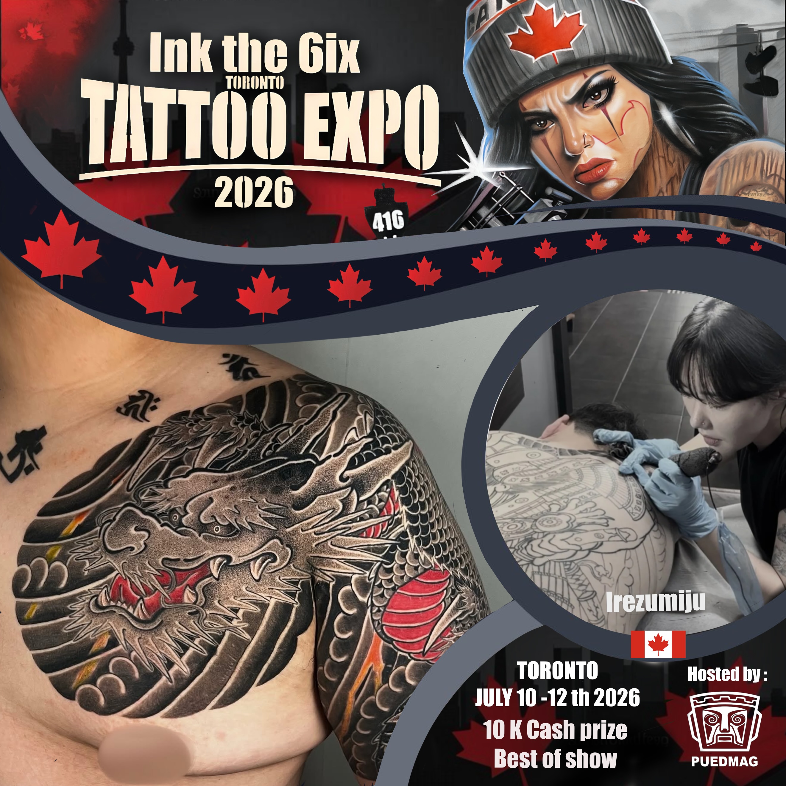 Welcome @irezumiju to the second edition of @inkthe6ixtorontotattooexpo, happening July 10-12, 2026, at the Enercare Event Centre in Toronto!
If you guys want to say what’s up or get some insane Asian style tattoos, make sure to DM her directly.
Don’t miss the opportunity to meet her, check out her work, and get tattooed at one of Canada’s biggest tattoo events.
We the North.
You either win with us or watch us win.