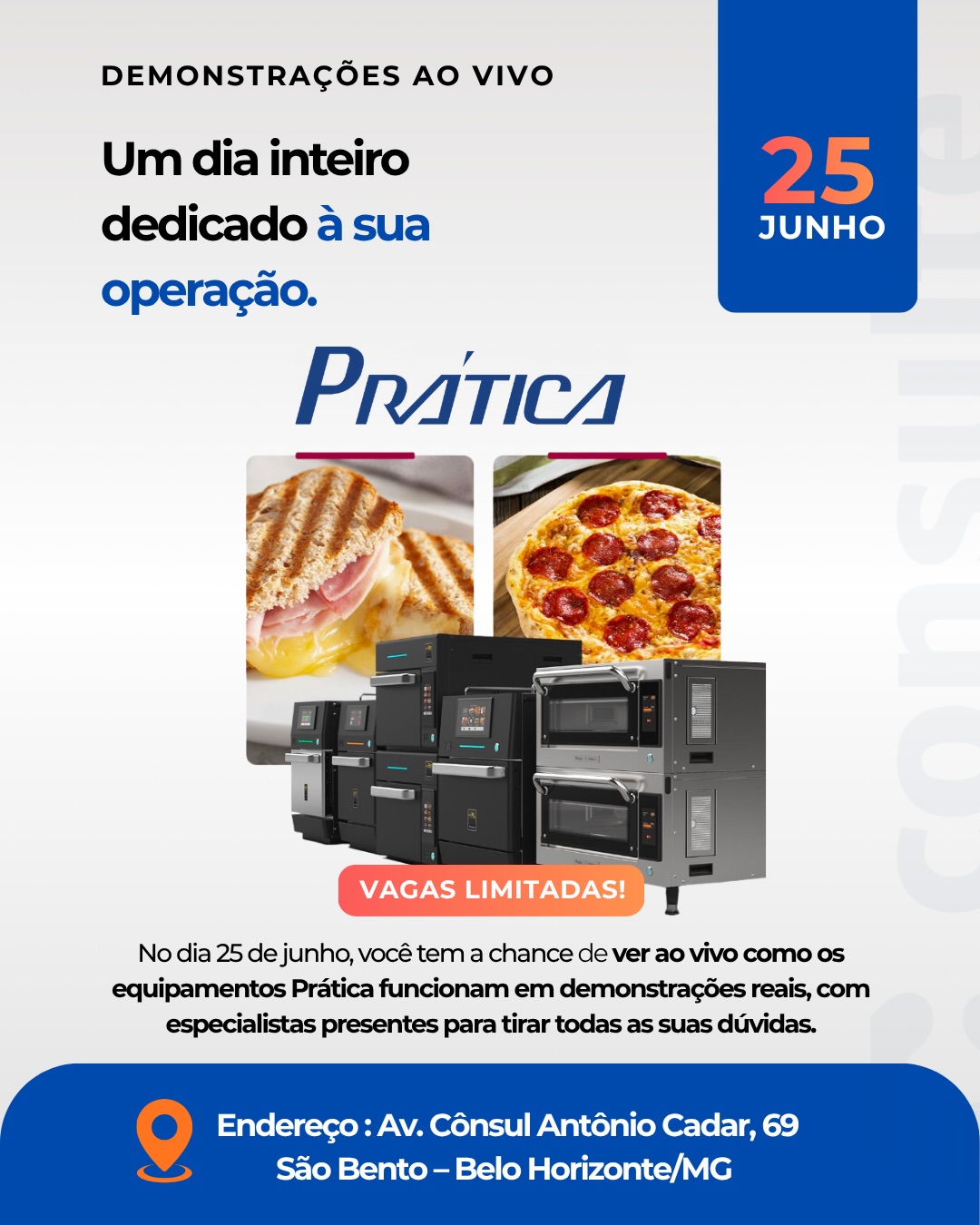 Dia 25 de junho, a Consulte abre as portas para a Experiência Prática, um evento completo com demonstrações ao vivo dos equipamentos que mais transformam cozinhas profissionais.
São três sessões no mesmo dia, cada uma voltada para um desafio real da sua operação:
🕐 Manhã, das 09h às 11h: Sistema Pronto para panificação, com o fluxo completo de produção, congelamento e finalização.
🕐 Tarde, das 12h às 15h: Cook and Chill, para quem quer antecipar produção sem abrir mão da qualidade.
🕐 Final do dia, das 16h às 18h: Speed Ovens, para operações que precisam de velocidade e resultado no prato.
Se você gerencia uma cozinha profissional e quer entender como a tecnologia certa pode reduzir custos e aumentar a eficiência, esse evento foi feito para você.
Não perca a chance pois são vagas limitadas!
Digite CONSULTE nos comentários e receba todas as informações no seu direct.
📍 Av. Cônsul Antônio Cadar, 69, São Bento, Belo Horizonte/MG
📅 25 de junho, das 09h às 18h
#demonstracaopratica #praticaequipamentos #consultecozinhaseficientes #foodservice #cozinhaprofissional