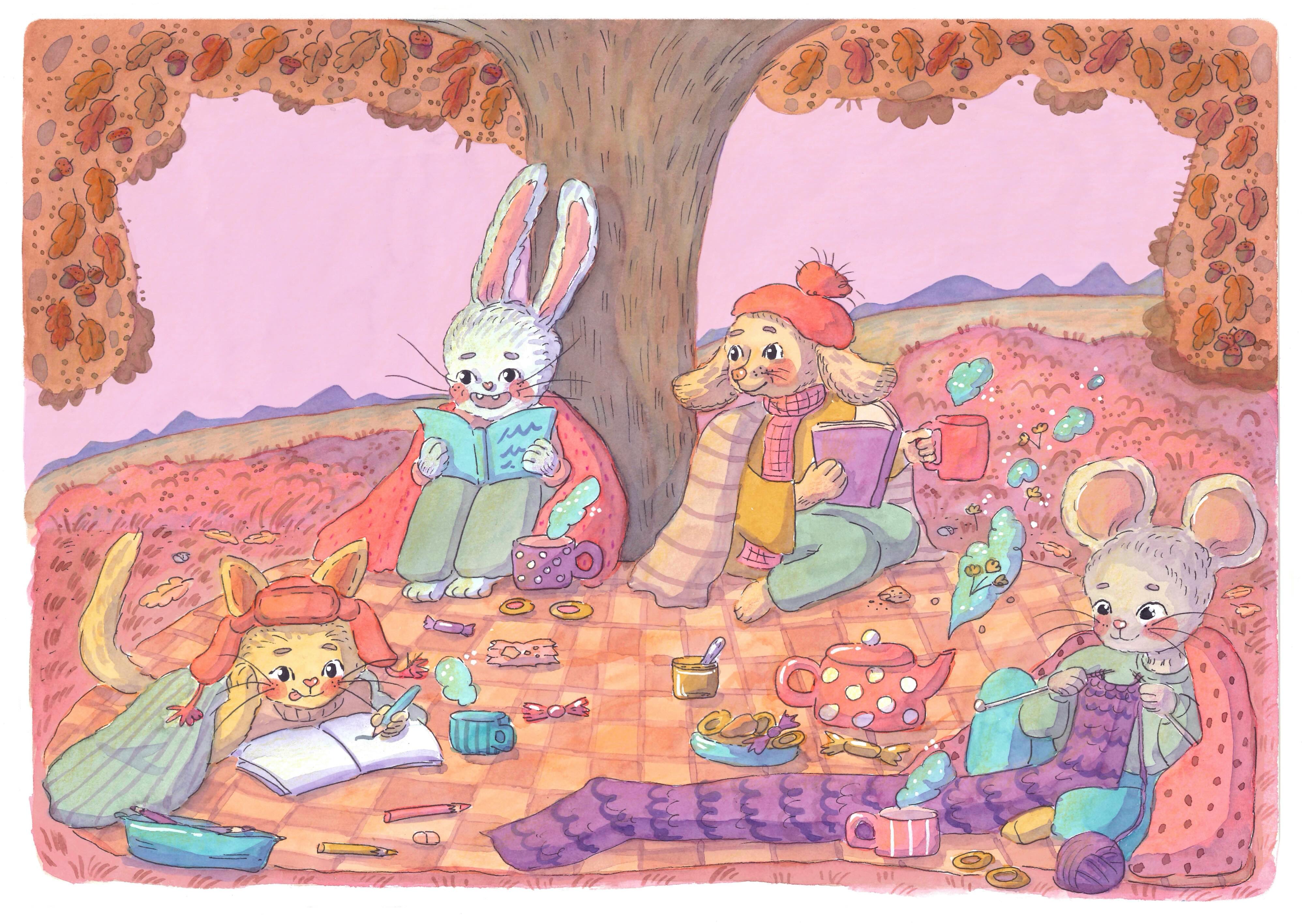 The greatest luxury is to slow down.
Maybe that’s why hobbies like reading, knitting, drawing, gardening are so rewarding.
They make you slow down.
And just be with what’s in front of you.
This illustration is a love poem to everything
that’s soft, cosy, safe and slow.
Made with watercolors! 😊
🍁🍂🐞🐌🖍️
#kidlitillustrators #childrensbookillustrations #cosycore #hobbycore #cosyfantasy