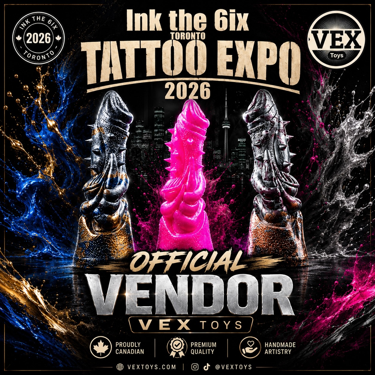 We’re excited to welcome vex toys to Ink the 6ix 2026 🔥
Specializing in adult products and sexual wellness, they’ll be bringing a wide range of items, accessories, and expert knowledge to the convention floor. Whether you’re looking to shop, learn something new, or simply check out what they have to offer, make sure to stop by their booth during the weekend.
Ink the 6ix is all about bringing together artists, brands, creators, and businesses.
Come say hi, browse their products, and support the amazing vendors helping make this year’s event one to remember.
📍 Enercare Centre
📅 July 10-12