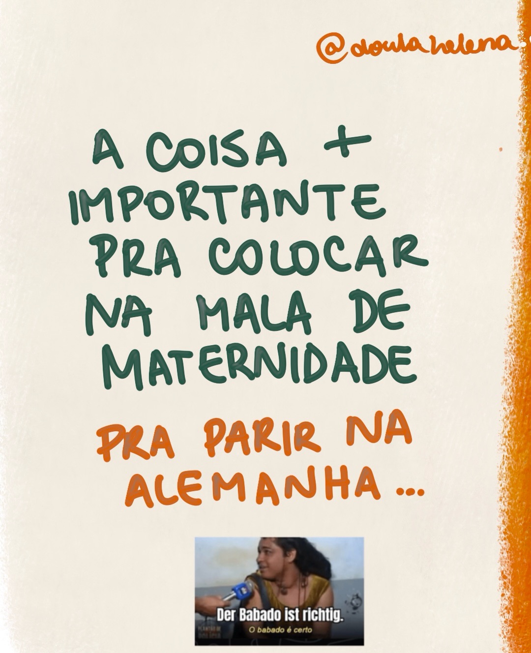 “Trabalho de parto é uma maratona… e ninguém corre maratona em jejum.”
Já leva uma malinha comida. 🤣
Doula lekah ❤️