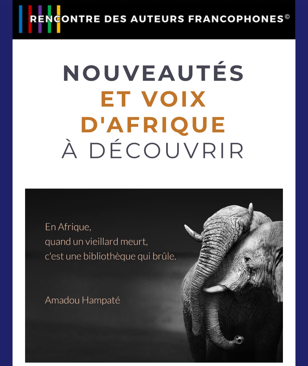 Dans l’infolettre du week end, découvrez les nouveautés de la semaine et une sélection de livres d’auteurs d’Afrique.