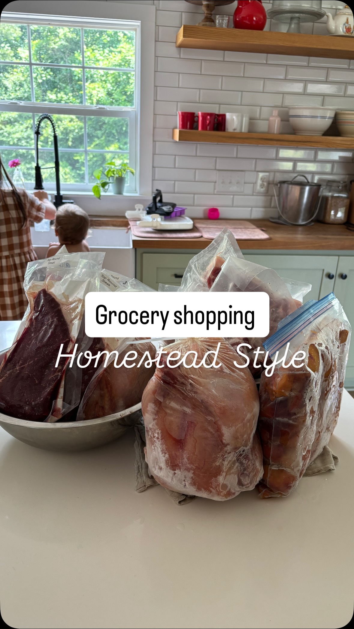 If you have kids that are fans of little house or olden days- this is something they will enjoy ๐๐ป my kids feel like they are going to market for Ma ๐คฃ
But with the garden season here, and my distraction level high, having meat defrosted for the week makes dinners a lot faster. I used to try a pull meat out for the day but by the week just seems to work a lot better.
#homestead #dinner #meals #farmlife