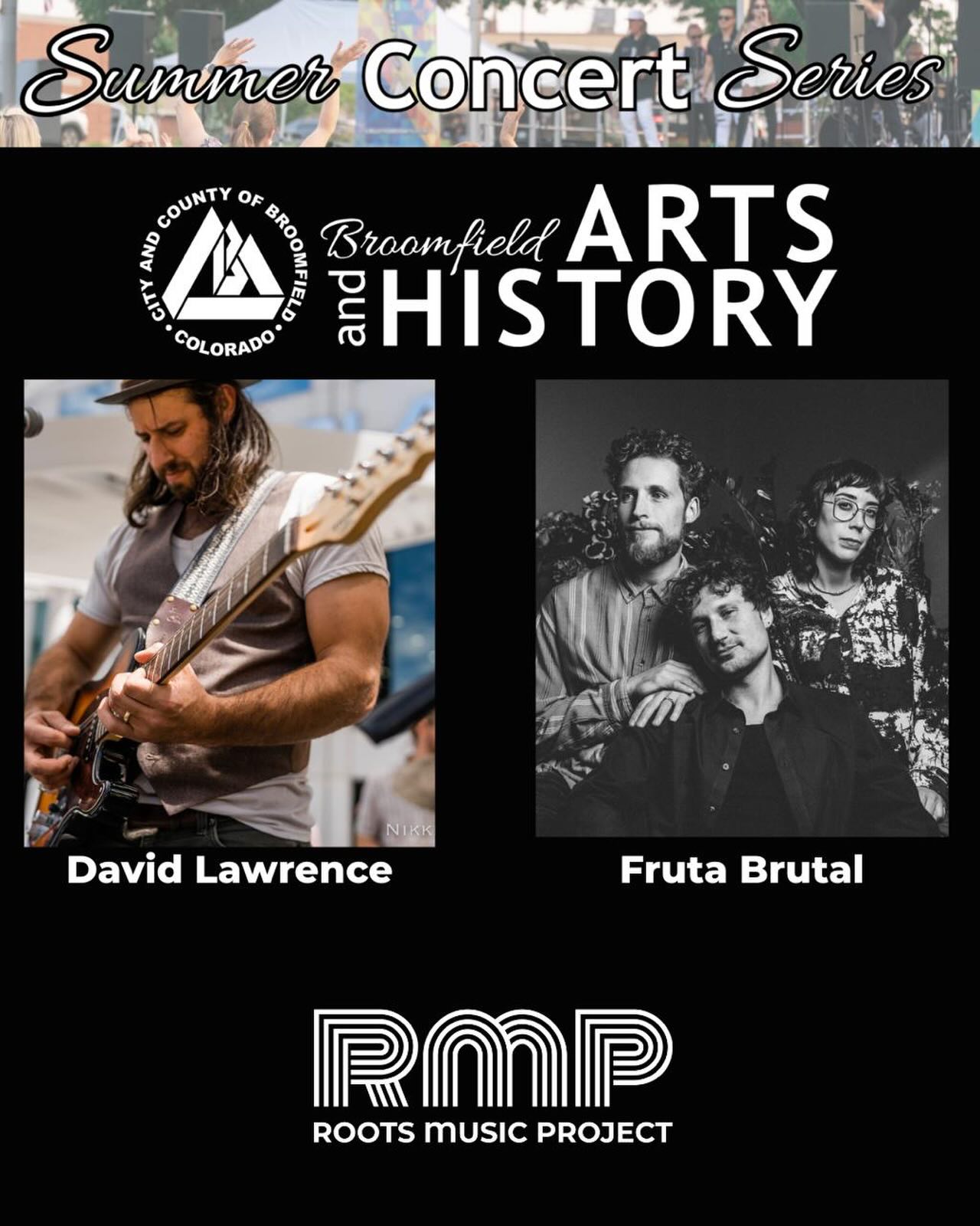 โ๏ธ๐ถ Come join Fruta Brutal @frutabrutal with David Lawrence @david.law.spoonful on Wednesday, June 24th for a fun-filled summer evening of live music!
โจ Free family summer concerts in Broomfield โ all ages welcome to create musical memories and the perfect soundtrack to your summer ๐ซ
Presented by the Arts and History Division of the Library, Arts, History and CSU Extension Department, this Summer Concert Series brings engaging and entertaining music for the whole family ๐ธ๐ณ
โฐ Starts at 6:30 PM
๐ Get your tickets at: RMPtix.com
.
.
.
#SummerConcertSeries #FamilyFriendlyEvents #LiveMusicColorado #BroomfieldEvents #RootsMusicProject