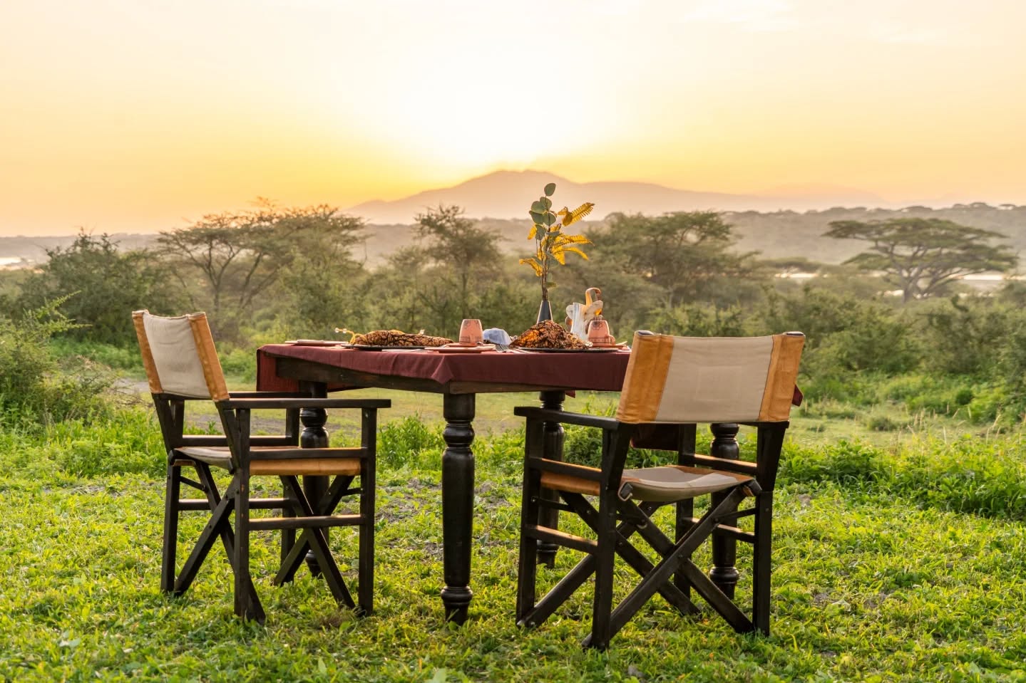 Where the wild meets luxury — couple's bush dinner preparation underway