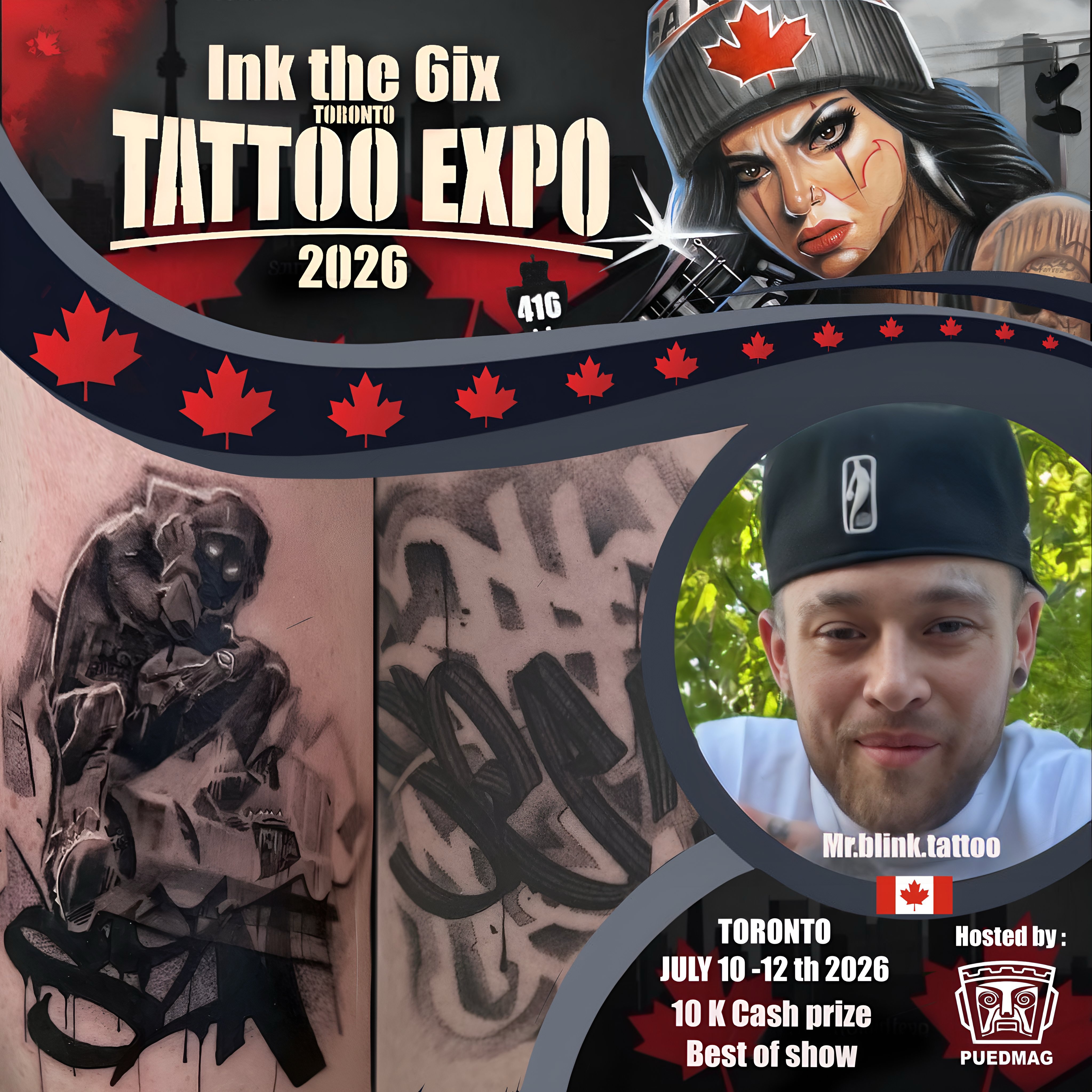 Welcome @mr.blink.tattoo to the second edition of @inkthe6ixtorontotattooexpo, happening July 10-12, 2026, at the Enercare Event Centre in Toronto!
If you guys want to say what’s up or get some dope lettering and black and grey realism, make sure to DM him directly.
Don’t miss the opportunity to meet him, check out his work, and get tattooed at one of Canada’s biggest tattoo events.
We the North.
You either win with us or watch us win.