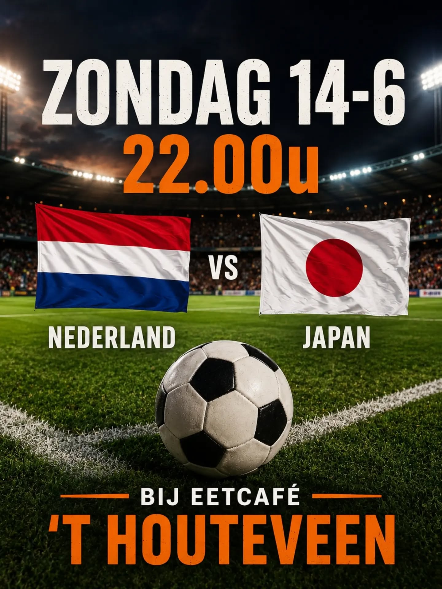 a.s. zondag op groot scherm: de 1e wedstrijd voor Nederland tijdens het WK. Kom jij onze helden ook supporten? ⚽️🧡