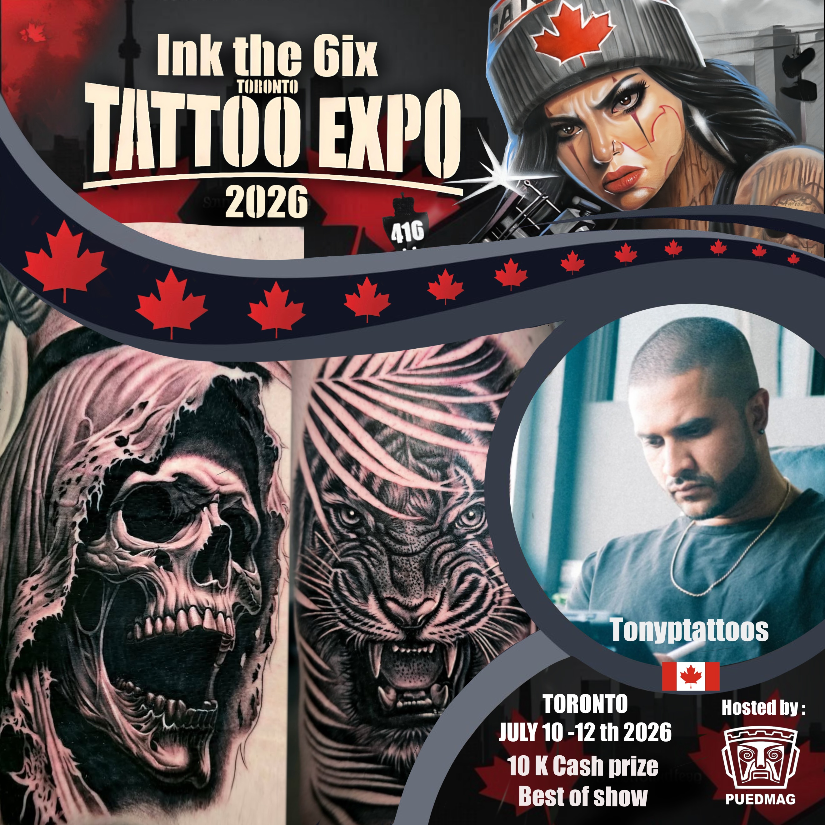 Welcome @tonyptattoos to the second edition of @inkthe6ixtorontotattooexpo, happening July 10-12, 2026, at the Enercare Event Centre in Toronto!
If you guys want to say what’s up or get some crazy realism, make sure to DM him directly.
Don’t miss the opportunity to meet him, check out his work, and get tattooed at one of Canada’s biggest tattoo events.
We the North.
You either win with us or watch us win.