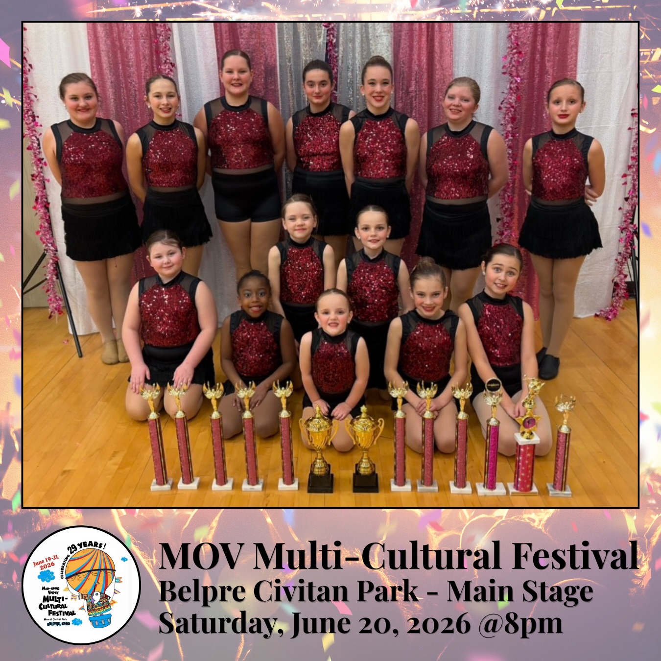 We are so honored and excited to be performing at this years Mid-Ohio Valley Multi-Cultural Festival! We will be performing in front of the main stage at 8pm on Saturday, June 20th. The festival will be held at Belpre Civitan Park and is free to the public. Be sure to come see us along with many other great performances throughout the weekend!🐦🔥