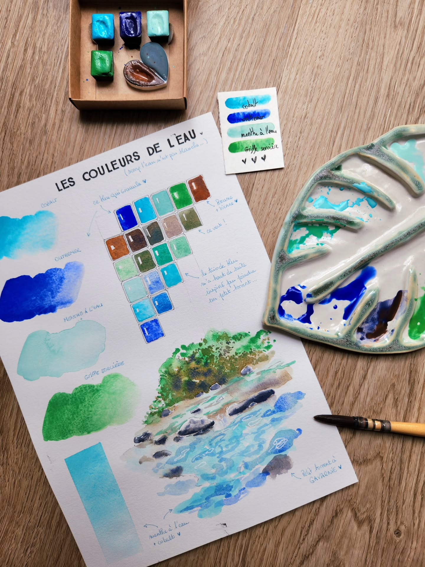 Palette Île d'Yeu 🎨
En tout cas, c'est comme cela que @octarine.aquarelle l'a nommée...
J'aurais sans doute dû peindre la mer 😏
Mais malgré quelques belles escapades en voilier toutes les 2, je reviens toujours à la source.
Alors ces bleus sont devenus un torrent de Gavarnie.
Et vous, si vous regardez cette palette, vous voyez quoi ?
🌊 Mer ou montagne 🏔 ? Je vous ai mis la photo de référence en dernière slide pour vous inviter à peindre !
Merci à Solène pour la magnifique palette en céramique 💚🩵🫶
#carnetdevoyage #artduvoyage #handmadewatercolor
©️ Les pages de mes carnets sont mon outil de travail artistique. Je les partage ici comme source d’inspiration, tout en veillant à préserver leur caractère unique.