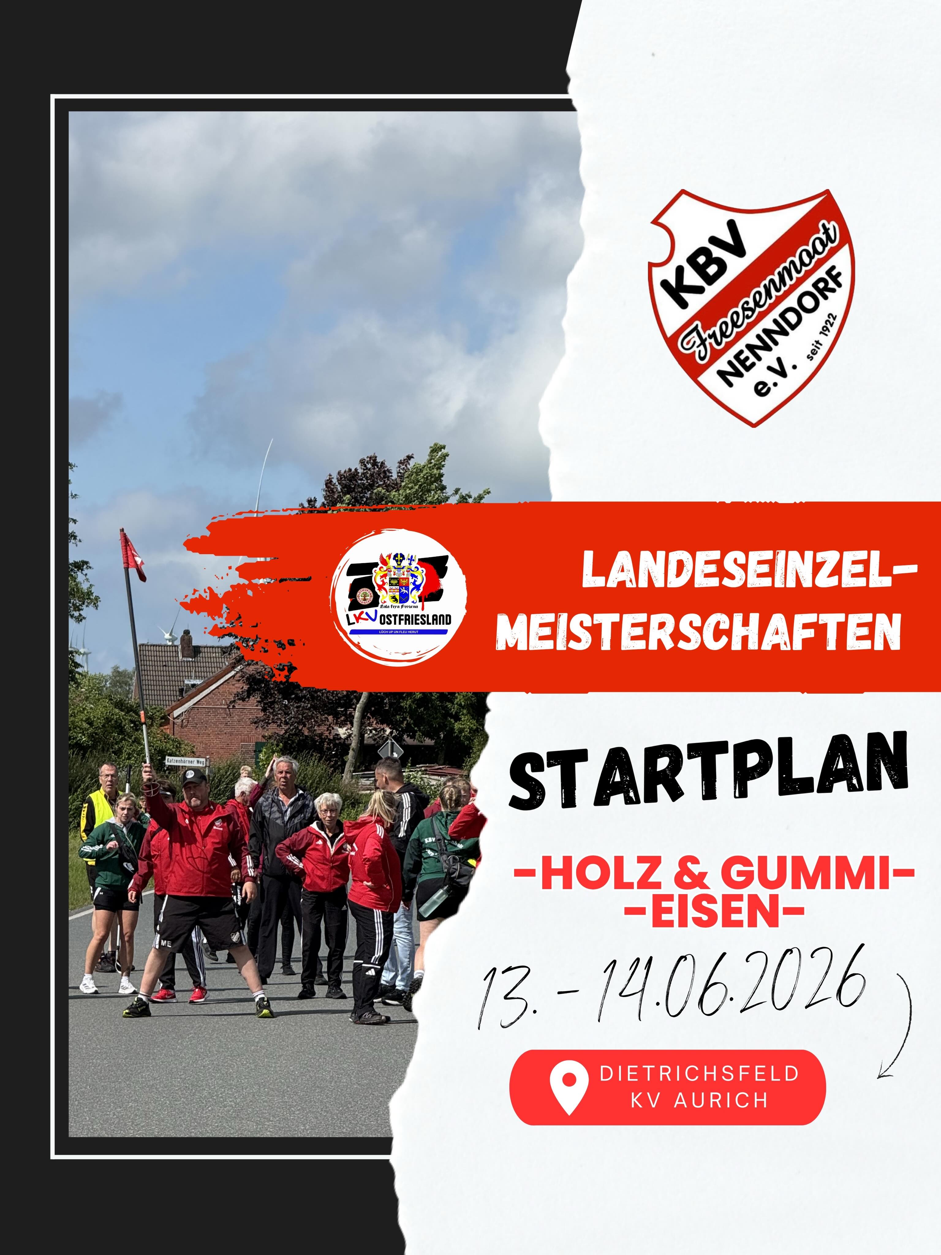 LANDESEINZELMEISTERSCHAFTEN 2026 IN DIETRICHSFELD ⚪️⚫️🔴
Jetzt wird’s ernst – unsere Nenndorfer Starter vertreten an diesem Wochenende unsere Farben bei den Landeseinzelmeisterschaften in Dietrichsfeld! 💪🔥
Nach starken Leistungen auf Kreisebene geht es nun gegen die besten Werferinnen und Werfer aus ganz Ostfriesland. Wir sind stolz auf eure Qualifikation und wünschen euch für die Wettkämpfe maximale Konzentration, weite Würfe und vor allem ganz viel Spaß auf der Strecke! 🏆
Gebt alles – ganz Nenndorf steht hinter euch! ❤️
🍀 Viel Erfolg an alle Starterinnen und Starter des KBV Nenndorf!
#KBVNenndorf #Landeseinzelmeisterschaften #Dietrichsfeld #Boßeln #Friesensport