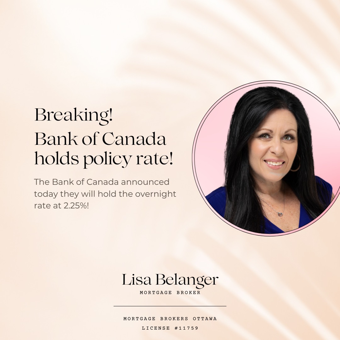 Rate announcement update: The Bank of Canada has decided to hold rates steady once again.
For anyone with a variable or adjustable-rate mortgage, this means payments tied to prime are expected to stay the same for now.
It’s a positive update for homeowners who have been waiting to see what direction rates would go next.
But even with no change today, it’s still worth reviewing your mortgage strategy. Staying variable may continue to make sense for some, while switching to a fixed rate could be the better fit for others.
It all comes down to your current rate, your monthly payment comfort, and your plans moving forward.
Have questions about what this means for your mortgage? Let’s connect.
#MortgageBroker #BankOfCanada #InterestRates #Ottawa #OttawaRealEstate