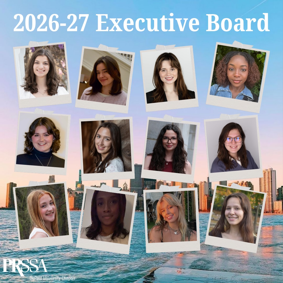 Introducing your 2026-2027 DePaul PRSSA Executive Board! 🎉
We are thrilled to introduce this incredible group of students who will be leading our chapter this year, with some familiar faces and exciting new ones.
This year, we’re looking forward to creating meaningful connections, events, and new opportunities for every member.
Shoutout to Sydney as well, who is taking on a role at the international level! 🌟
Here’s to an amazing year ahead! 💙