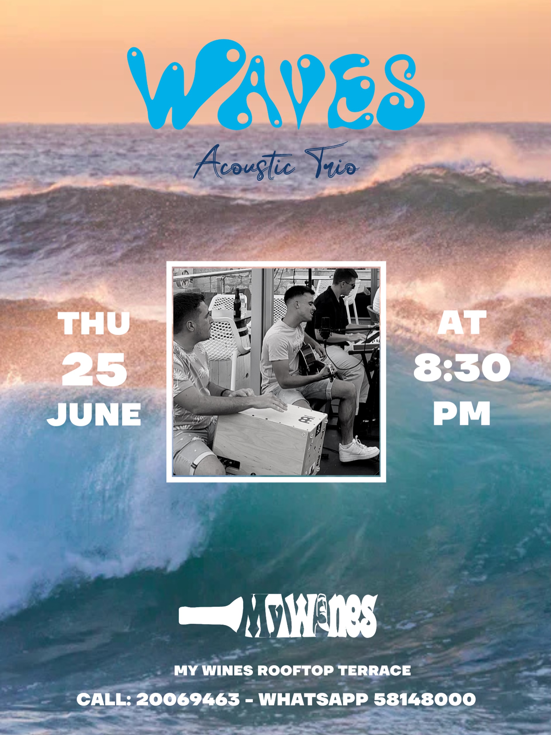 Sunset Vibes with @wavesgibraltar on the Rooftop Thursday 25th June 🎶🌊🍷🌅
WINE - DINE - LIVE MUSIC
*Sharing so you can get a table booked early this time 😉
📍My Wines, Gibraltar
11 & 12 Chatham Counterguard
📞Call: 20069463
📲WhatsApp: 58148000
💌Email: info@mywinesgibraltar.com
#mywinesgib #gibraltar #local #gibraltar