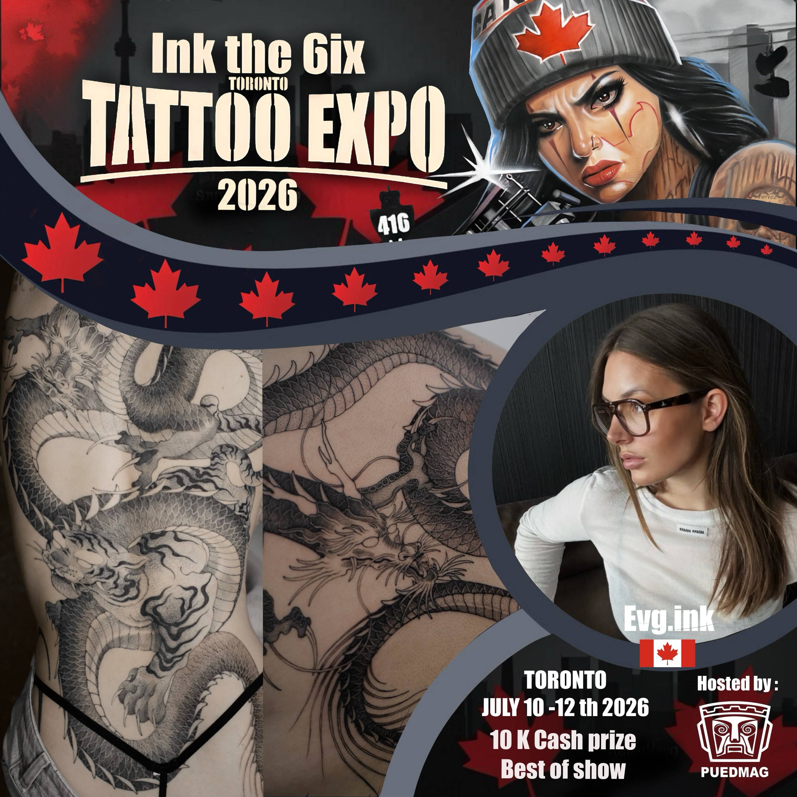 Welcome @evg.ink to the second edition of @inkthe6ixtorontotattooexpo, taking place July 10-12, 2026, at the Enercare Event Centre in Toronto!
Known for her incredible dragon and snake pieces, @evg.ink brings precision, creativity, and a care to every tattoo she creates.
If you’re looking to get a clean, detailed, and unforgettable tattoo, be sure to stop by her booth and say hello. To book an appointment, DM her directly.
We the North.
You either win with us or watch us win.