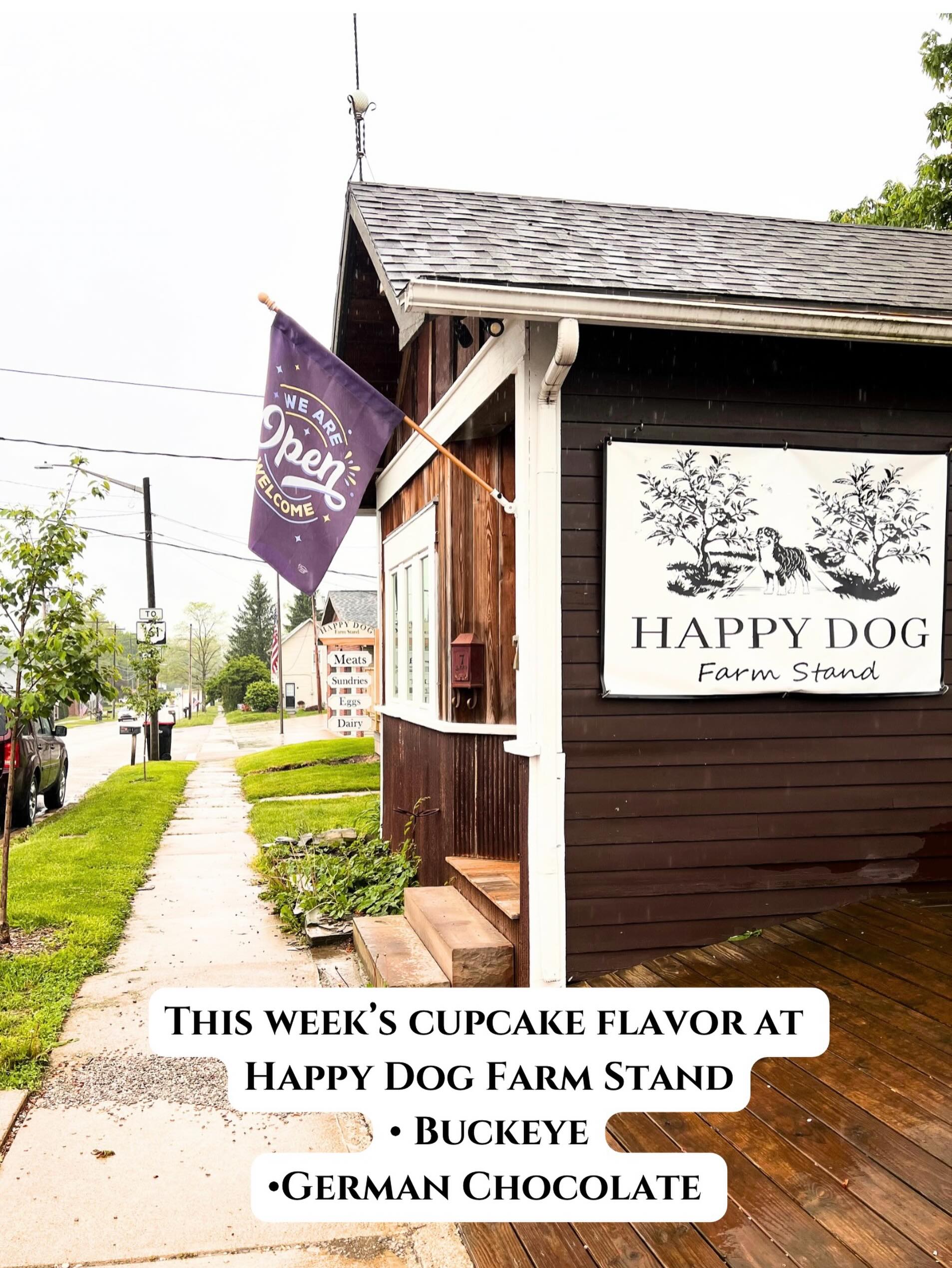 Happy Dog Farm Stand (7 E Main St., Alexandria) is now stocked until Saturday (or until sold out) with Buckeye and German Chocolate available in 4cts & individuals.
Lots of other great vendors to check out too! They are open Wed through Friday 11:00-6:00 & Saturday from 10:00- 3:00.
If you ever need larger quantities, feel free to message me. You can preorder all flavors in 6ct & 1DZ increments. There is a 6 per flavor minimum.
#meganscupcakes614 #granvilleohio #alexandriaohio #shoplocal