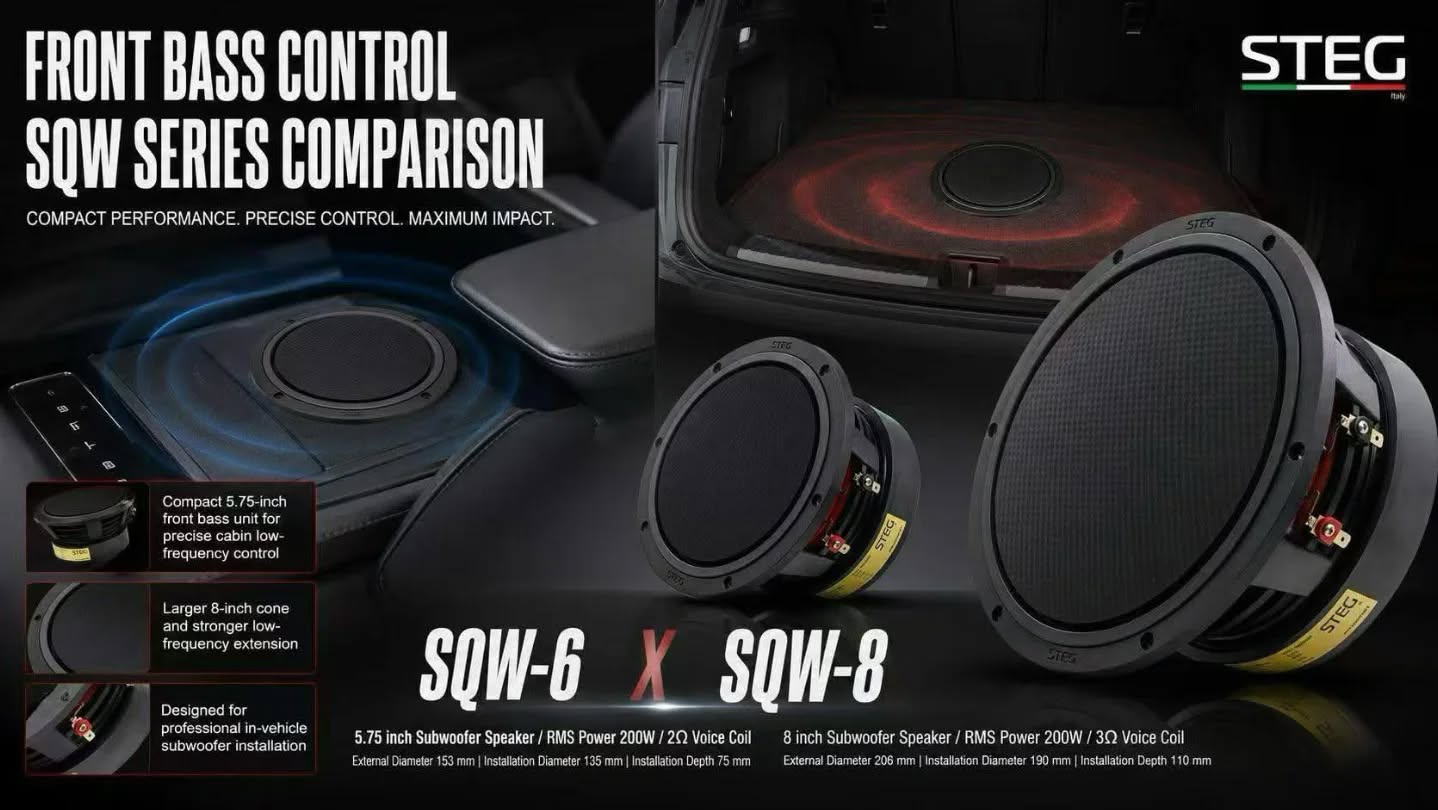 🎶STEG🇮🇹...another new product ✅️of the year...fantastic design🆒️ and uncompromising sound💯...SQ-W6 and SQ-W8🇮🇹