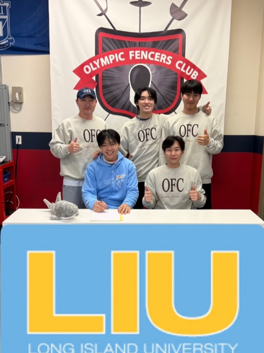 Congratulations to Alex Zhou on his NCAA Division I recruitment to Long Island University!
It is truly remarkable that, despite starting fencing only in the 10th grade, Alex achieved the incredible accomplishment of being recruited by a Division I university in just three years. This success is a testament to his hard work, dedication, and passion for the sport. Congratulations as well to the outstanding coaches who guided him every step of the way and helped him achieve his goals in such a short period of time.
What makes this achievement even more special is the unique environment that made it possible. The coaches have an exceptional ability to understand each athlete’s strengths, weaknesses, personality, and fencing style. They connect with their students on a personal level and bring out the very best in them, maximizing each athlete’s potential in a remarkably short time. Equally important is the OFC’s warm, supportive, and positive culture, which inspires athletes to embrace challenging training sessions with enthusiasm and determination every day.
If you are looking for more than just a pathway to college fencing recruitment—if you want your child to develop strong character, learn valuable life lessons, and create happy, lasting memories throughout their school years—then there is only one place to consider:
OLYMPIC FENCERS CLUB
Congratulations again to Alex, his family, and all of the coaches who played a role in this outstanding achievement!
“OFC SPIRIT”