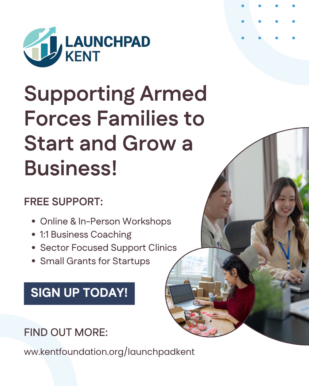 Do you know anyone in the Armed Forces community who wants to start a business? 🙋
If you're a spouse or partner of a member of the Armed forces, reservists or a service leaver, our Launchpad programme is here to help you turn your ideas into reality.
From expert guidance and practical business support to mentoring and training, we're here to help you build your confidence and take the next step.
💬 Get in touch to find out more about Launchpad and how we can support your business journey.
#Launchpad #ArmedForcesCommunity #KentBusinesses #KentBusinessSupport #TheKentFoundation
