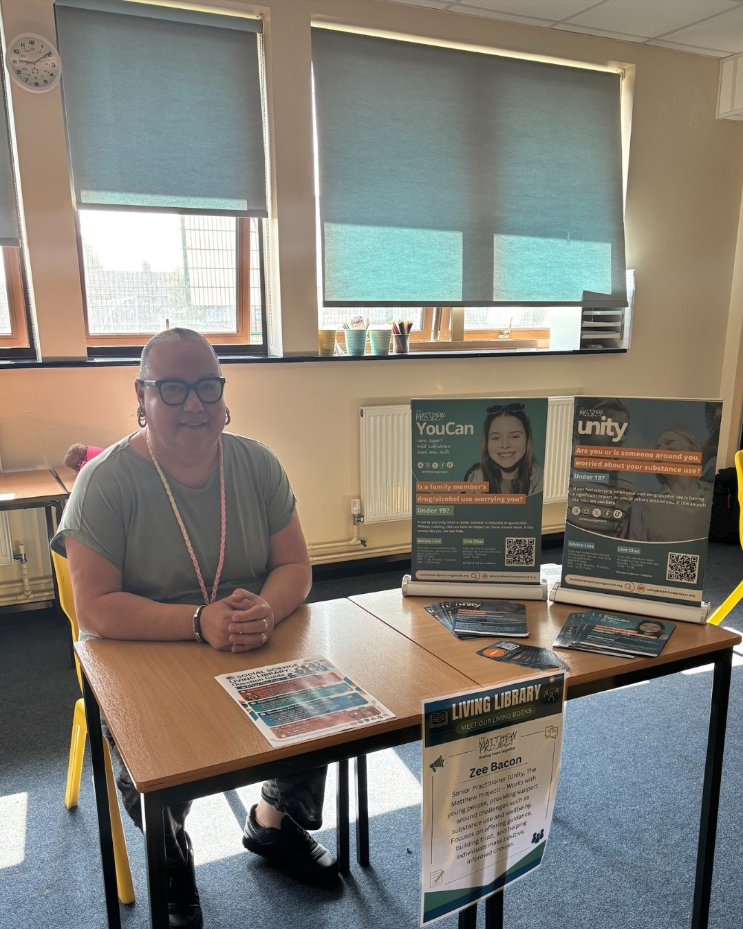 We’re at East Norfolk Sixth Form today for their Living Library Event! 📚
Zee, senior practitioner in Unity, is there chatting with students about the different routes and roles within the youth and substance misuse sector. 💬
It’s a great opportunity for students to explore a wide range of careers, including nursing, uniformed services, social work, pharmacy, and more.
If you’re at East Norfolk Sixth Form today, come and say hello - we’d love to meet you! 👋