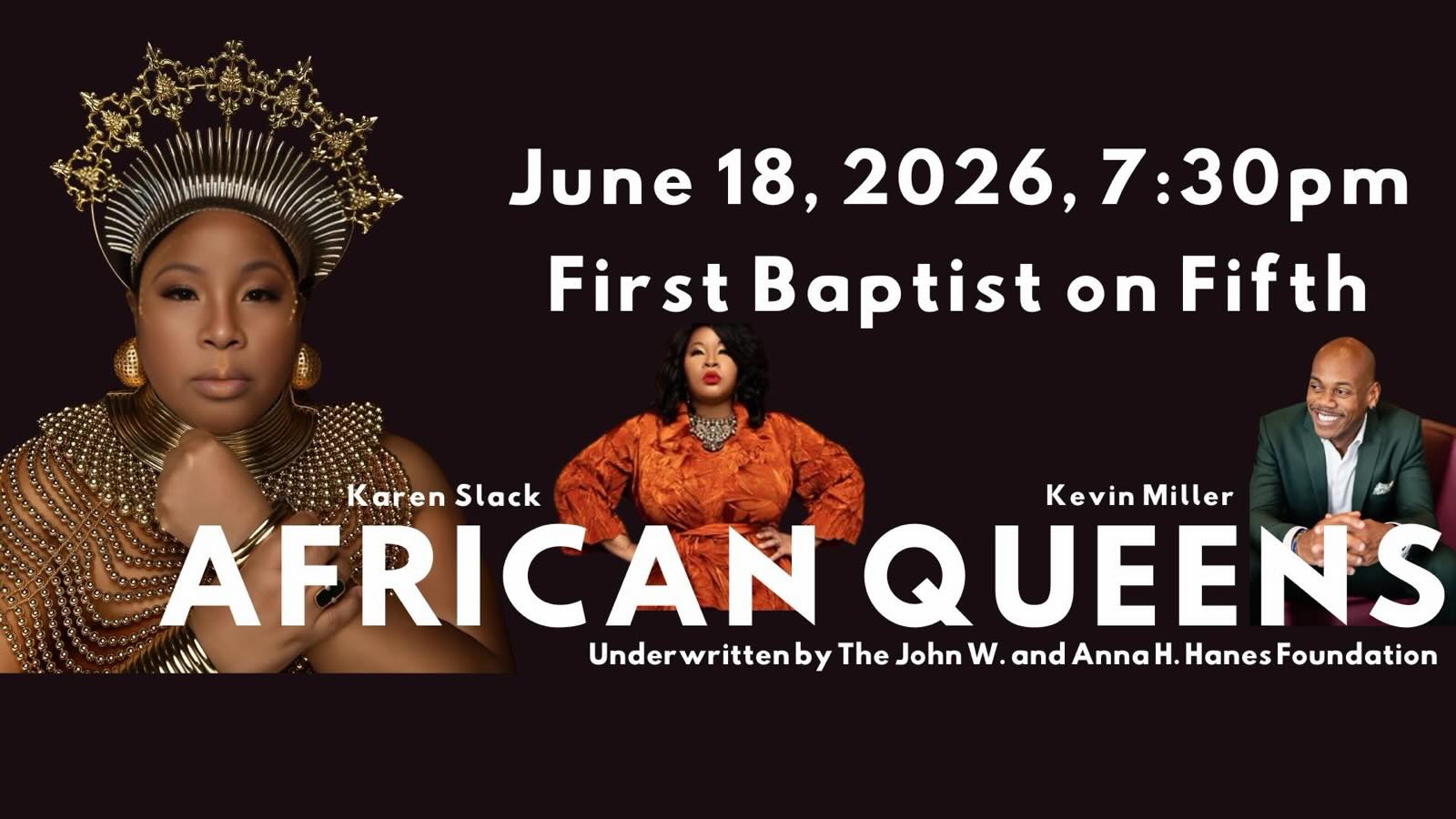 WINSTON-SALEM!!! @piedmontopera concludes its season with Karen Slack’s African Queens, a free community concert underwritten in its entirety by The John W. and Anna H. Hanes Foundation.
Pre-show tickets are available for $25.00.
FREE community tickets are available now
(suggested ticket price $22.00)
The production is curated and performed by Grammy Award-winning soprano Karen Slack @kikislacksoprano with acclaimed Grammy nominated pianist Kevin Miller @kevinmillerpiano
African Queens celebrates the history and legacy of seven extraordinary African queens—revered figures whose stories remain underrepresented in Western cultural narratives.
The program combines powerful new works by composers including Jasmine Barnes, Damien Geter, Jessie Montgomery, Fred Onovwerosuoke, Will Liverman, Shawn Okpebholo, Dave Ragland, Carlos Simon, and Joel Thompson and spoken word.
Piedmont Opera will be collaborating with Triad Cultural Arts, North Carolina Black Repertory Company and Delta Arts Center, adding a powerful voice to this extraordinary celebration of culture and music. #African #queen #classical #opera #recital