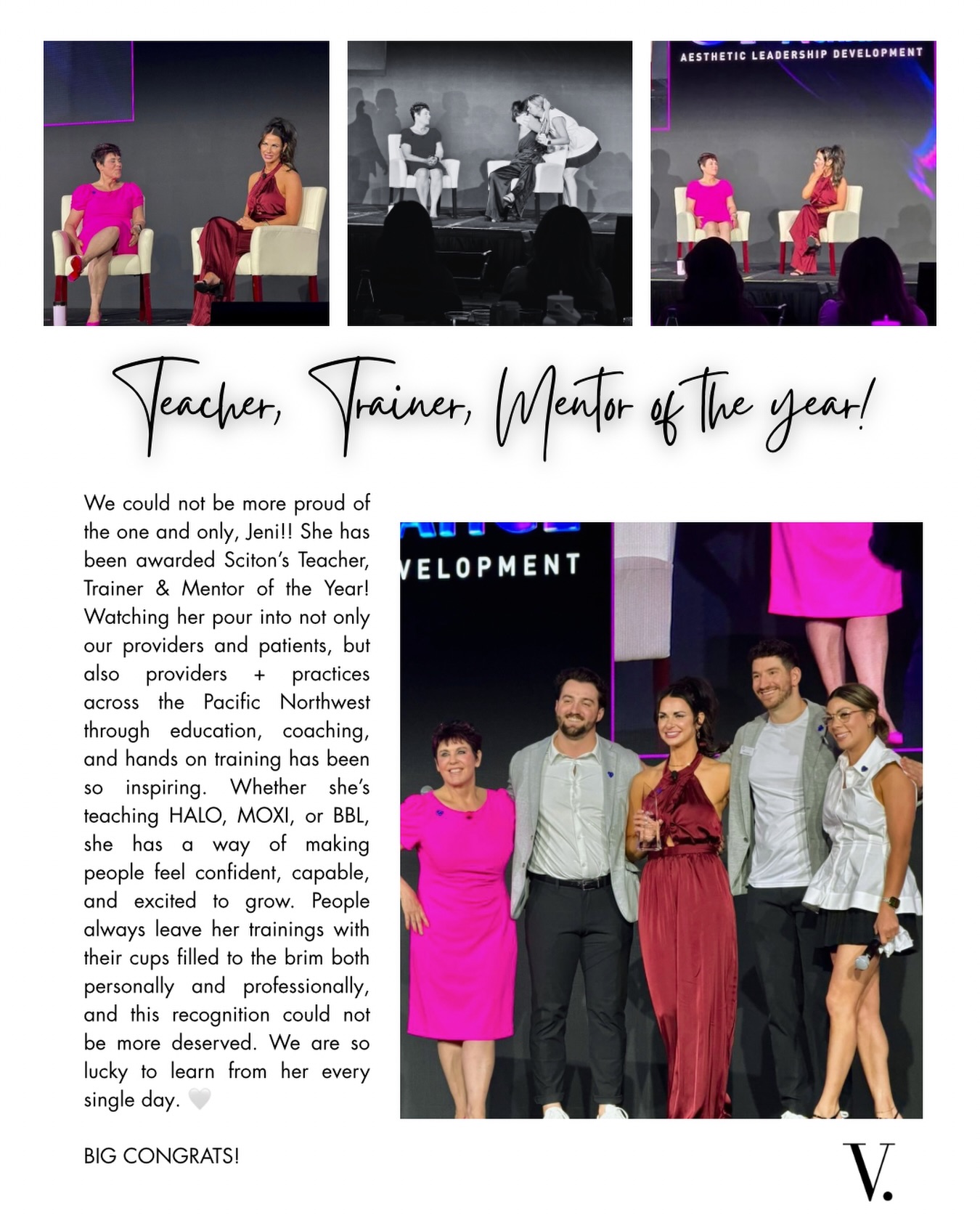 Beyond proud of our Jeni for being awarded Sciton’s Teacher Trainer & Mentor of the Year 🤍
Watching her travel throughout the Pacific Northwest teaching HALO, MOXI, and BBL while pouring into other providers has been incredibly inspiring. She has such a special way of making people feel confident, supported, and excited to grow in this industry!
People always leave her trainings with their cups filled both personally and educationally, and this award could not be more deserved. We are lucky to learn from her every single day. We love you @vybrancebeautynurse and are SO so proud of you!!!! 🩷💖
#scitonlaser #laserprovider #lasereducator #scitonaward #medspa