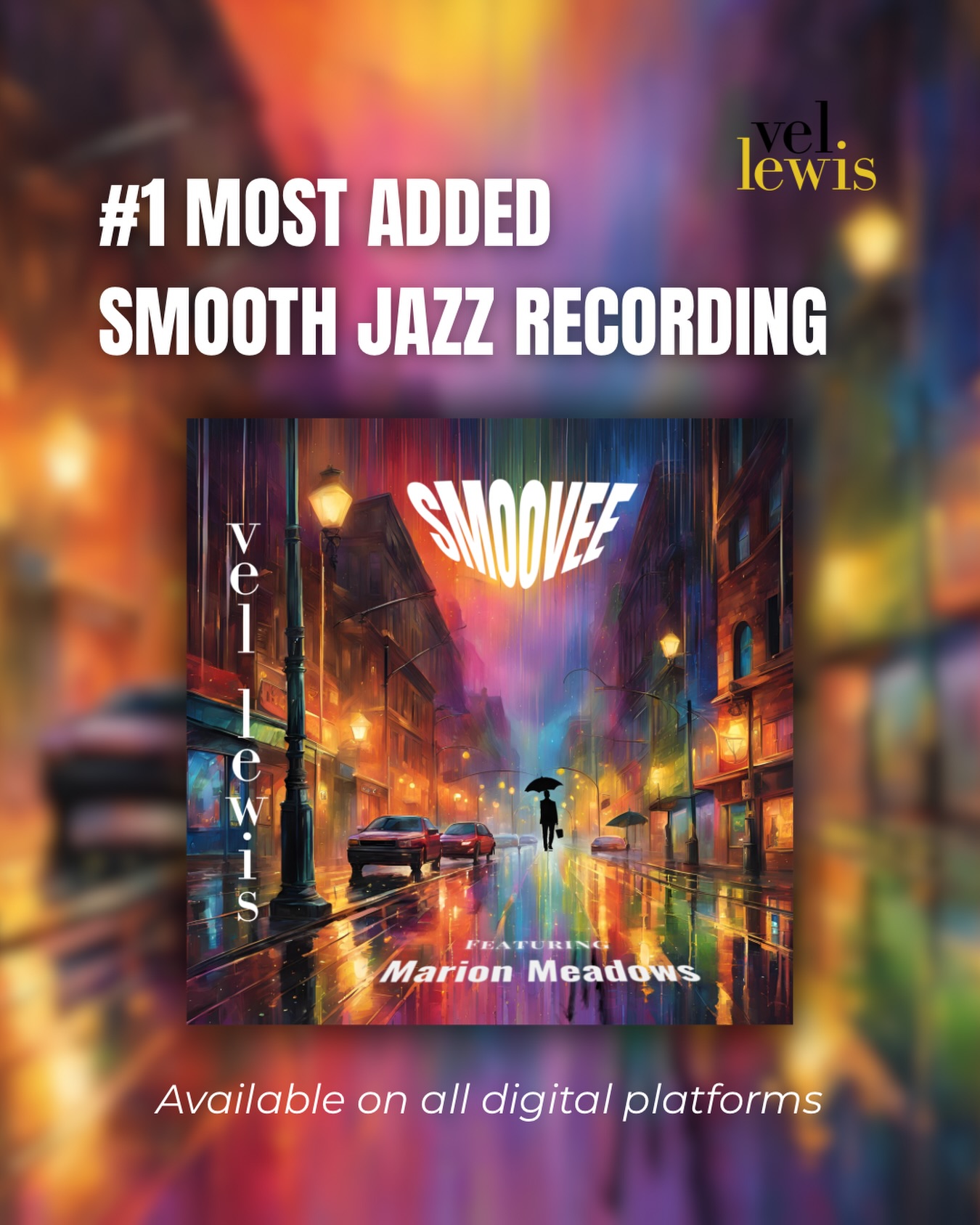WOW!! 🙌🏽🔥
After only going for radio adds on May 25, “Smoovee” featuring Marion Meadows is now the #1 MOST ADDED Smooth Jazz recording in the country for the week of June 7, 2026! And the song debuted at #69 on SmoothJazz.com Top 100 chart in just one week!
PLUS… the OFFICIAL VIDEO for “Smoovee” has now premiered on YouTube at Vel Lewis Music Channel! 🎬✨
THANK YOU to all the radio stations, programmers, DJs, listeners, friends, and supporters showing so much love to this record already. We’re just getting started!
Stream Smoovee on all digital platforms!!
#VelLewisMusic #Smoovee #MarionMeadows SmoothJazzRadio Top100
