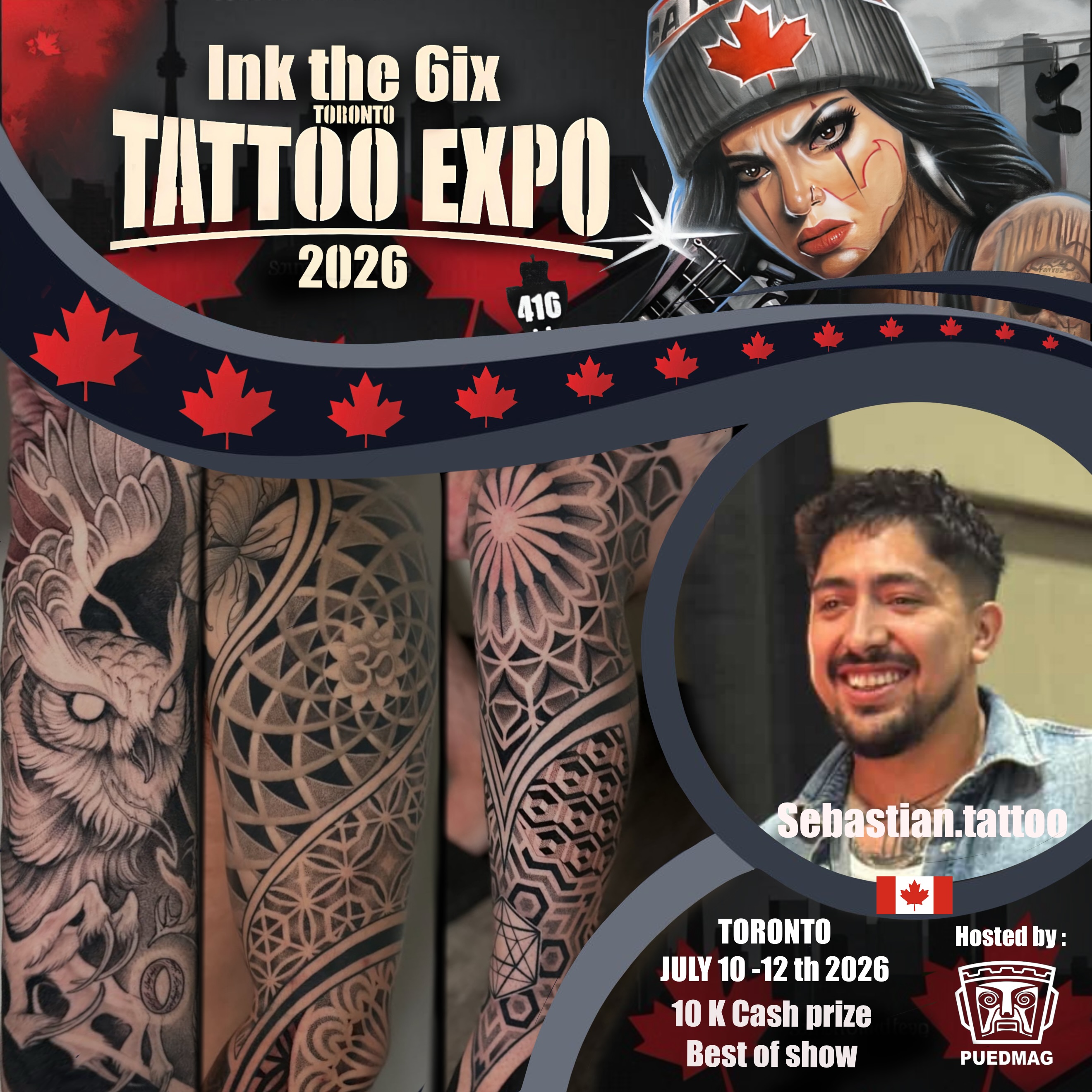 Welcome @sebastian.tattoo to the second edition of @inkthe6ixtorontotattooexpo, happening July 10-12, 2026, at the Enercare Event Centre in Toronto!
If you guys want to say what’s up or get some dope geometric and realism, make sure to DM him directly.
Don’t miss the opportunity to meet him, check out his work, and get tattooed at one of Canada’s biggest tattoo events.
We the North.
You either win with us or watch us win.