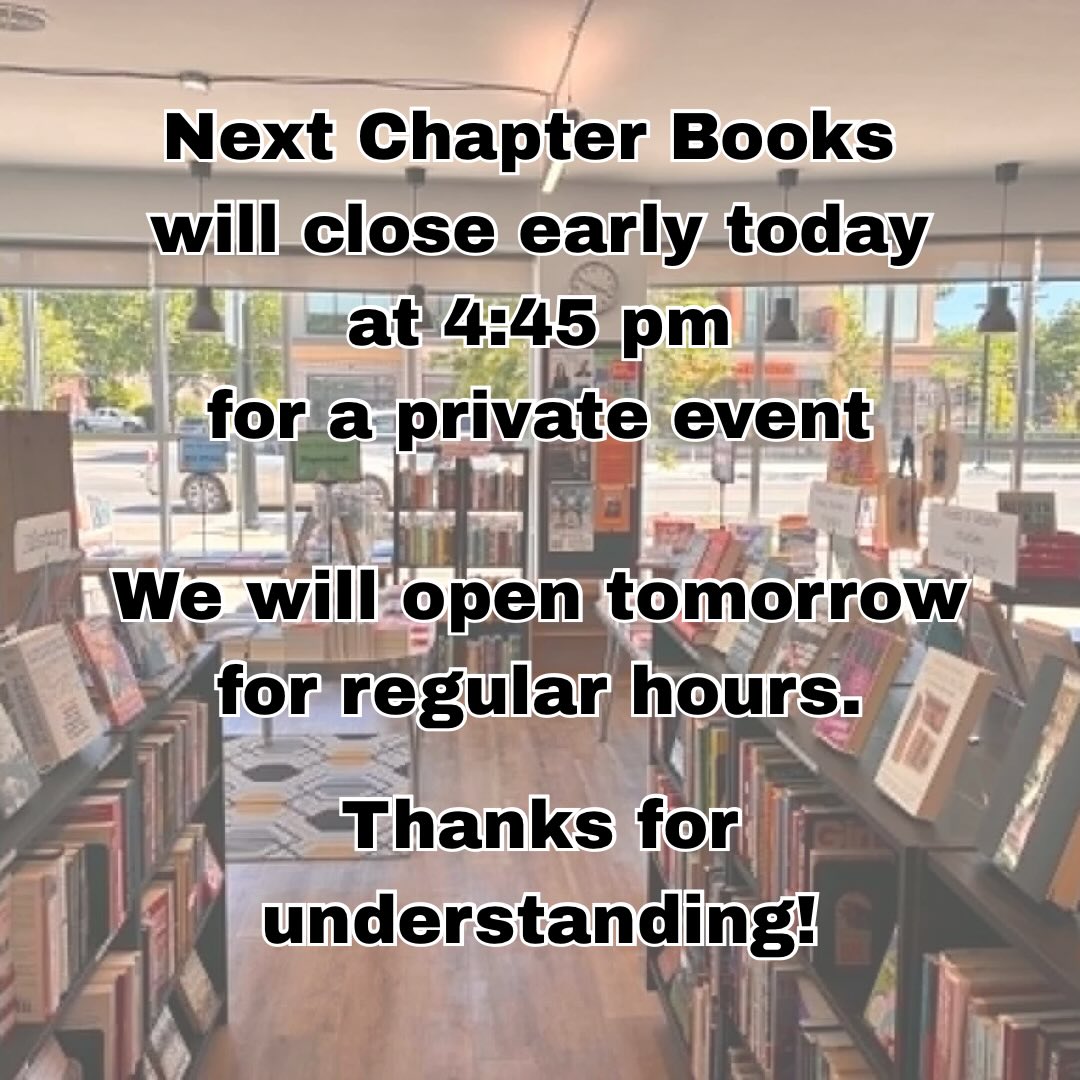 Thank you for understanding , see you today before 4:30 or tomorrow 11-5!
#nextchapterbooksdetroit