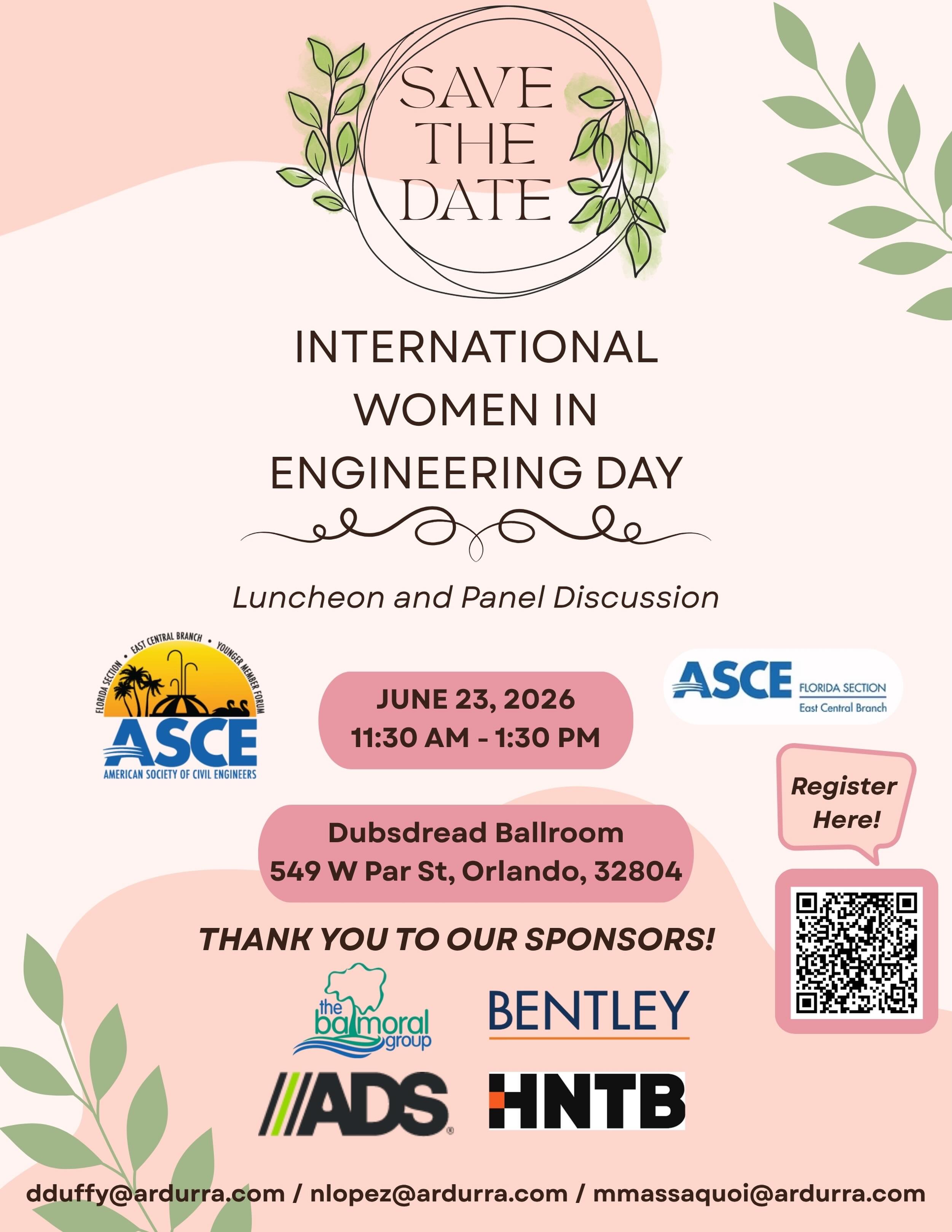 Join us on Tuesday, June 23 from 11:30 AM to 1:30 PM at the historic Dubsdread Ballroom for a special celebration of International Women in Engineering Day (INWED). This event is dedicated to recognizing and uplifting the achievements and contributions of women in engineering.
Bringing together professionals, leaders, and aspiring engineers from across the community, the program will offer a welcoming and inspiring environment for connection, recognition, and meaningful conversation. Attendees will enjoy networking opportunities, an engaging program, and insights from influential voices shaping the future of engineering.
INWED is a global initiative that highlights the accomplishments of women engineers while encouraging the next generation to pursue careers in STEM. This celebration reflects that mission by creating space to honor achievements, share experiences, and build mentorship connections across disciplines.
Event Highlights:
- Networking with industry professionals and peers
- Guest speakers sharing leadership and innovation experiences
- Recognition of local women making an impact in engineering
- Lunch and refreshments in the Dubsdread Ballroom
Whether you are an experienced professional, early in your career, or passionate about supporting diversity in STEM, this event offers an opportunity to connect, celebrate, and be inspired.
We look forward to celebrating with you and continuing to empower women in engineering—today and for generations to come.
Last day to register is June 17th. Sign up at tinyurl.com/ECBINWED2026