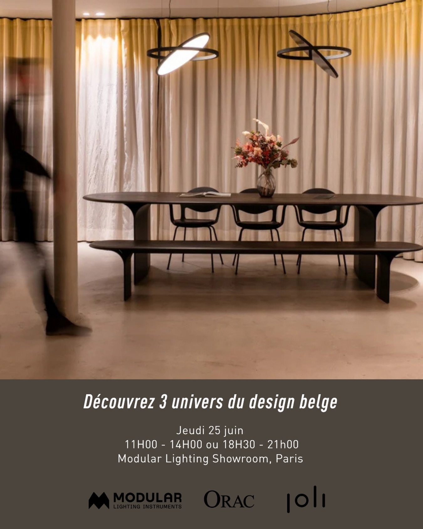 Le 25 juin, nous nous donnons rendez-vous au showroom Modular Lighting à Paris pour une rencontre exclusive dédiée à la découverte de trois marques belges reconnues dans l’univers de l’architecture et du design : Modular Lighting, Orac Décor et Joli.
Pensé pour les architectes et architectes d’intérieur, cet événement est l’occasion d’explorer leurs univers, savoir-faire et dernières innovations à travers des échanges privilégiés avec les équipes des marques.
Nous aurons également le plaisir d’accueillir Seppe Van Heusden, designer industriel néerlandais, qui partagera avec vous sa vision du design et de l’innovation.
Localisation : Modular Lighting Showroom Paris
Session de midi : 11h00 – 14h00
Session du soir : 18h30 – 21h00
Informations et inscriptions via notre site web.
#Archibox #DesignCommunity #ArchitectureParis #ArchitectureNetworking