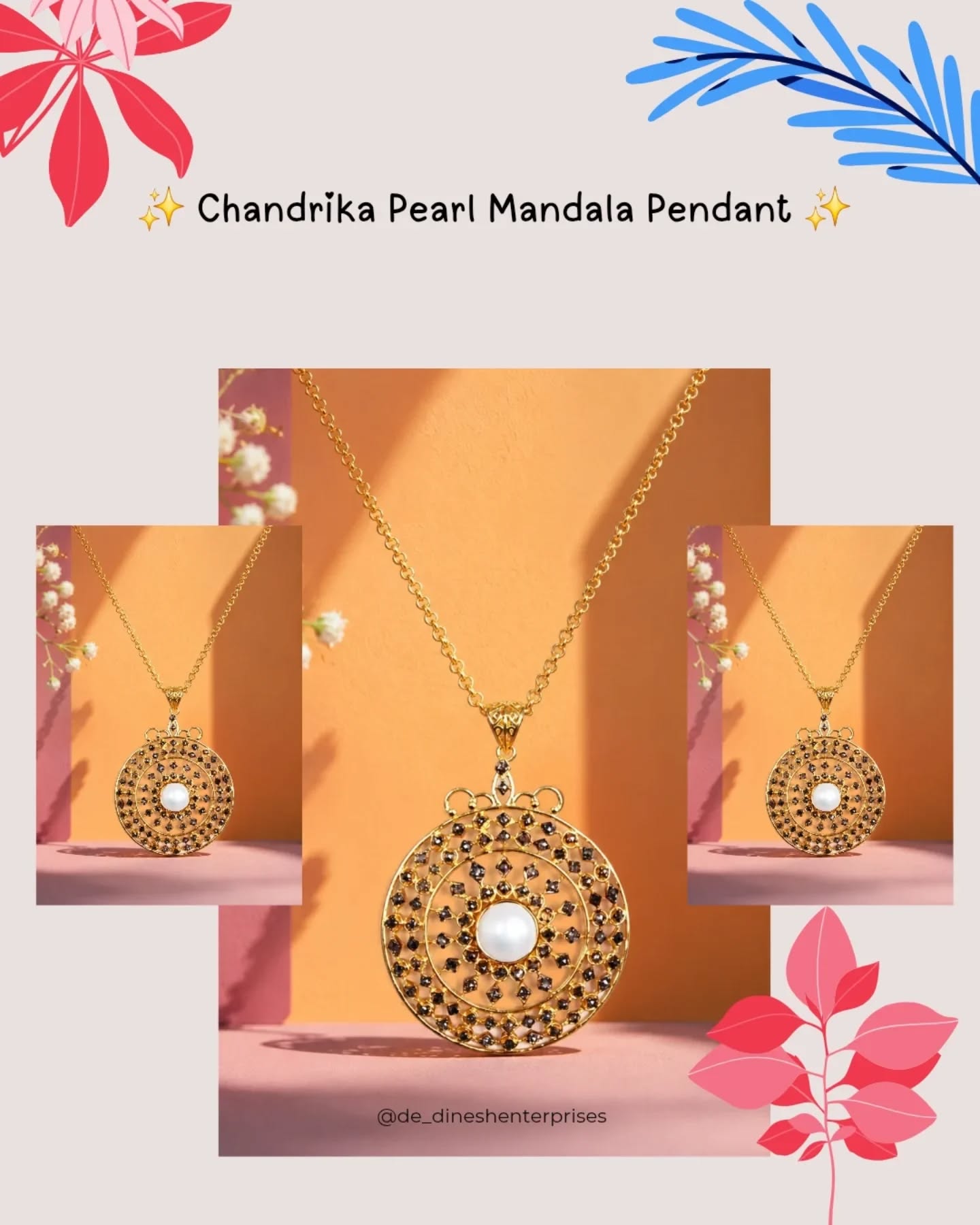 ✨ Chandrika Pearl Mandala Pendant ✨
#SilverJewellery #goldpolishjewellery #pearljewellery #diamondjewellery #JewelleryLovers
