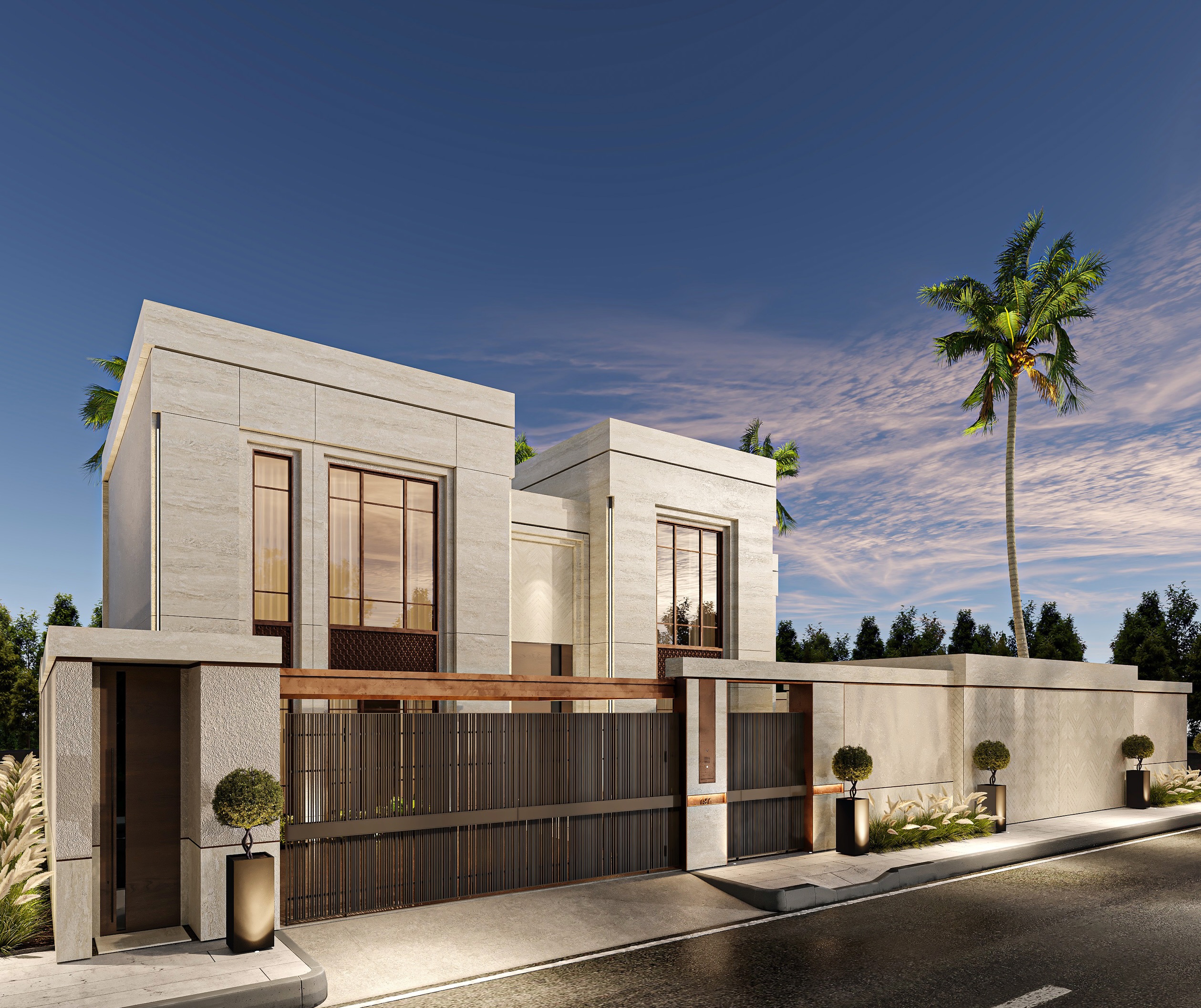 DAMMAM RESIDENCE
Defined by sculpted volumes, warm natural textures, and a carefully framed courtyard, this residence celebrates the balance between openness and privacy.
Natural light, refined materials, and timeless proportions come together to create a home designed for calm, comfort, and everyday luxury.
Dammam, Saudi Arabia