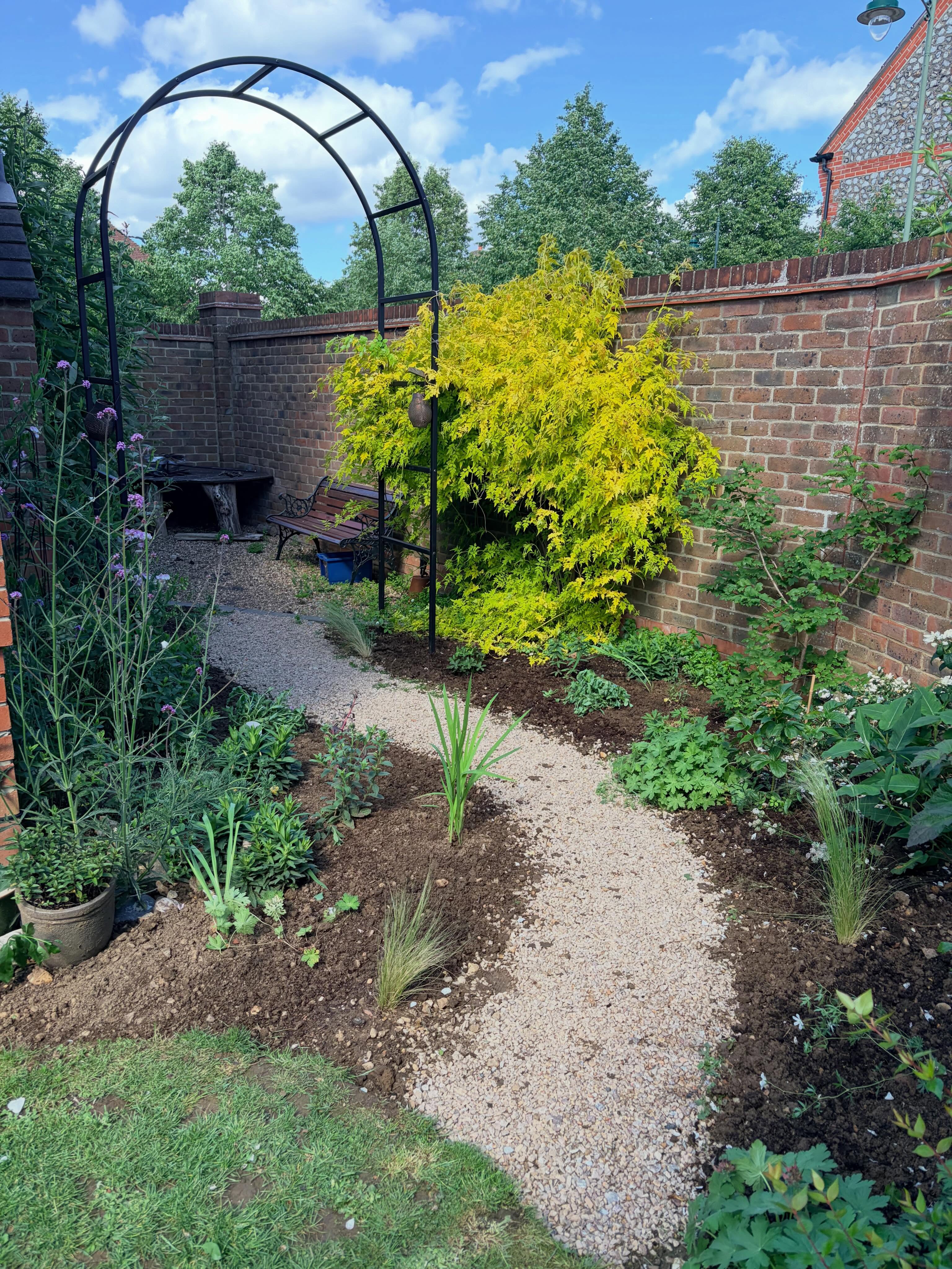 All this rain has meant a good time to catch up on some planting, which had been set back by the unusually dry spring.
First part of the project over the winter was to cut out this corner of the garden to create a walk through border - changing the balance from being narrow borders either side of the lawn to being a large border with a small path running through.
There’s still some areas to clear out and tidy up, but new plants, divided plants, relocated plants are starting to fill the space.
Overall, this area of the garden now has more of a purpose to it than just being a corner of lawn.
#highamwoodgardens #gardenertonbridge #englishgardens #gardenborder #gardenideas