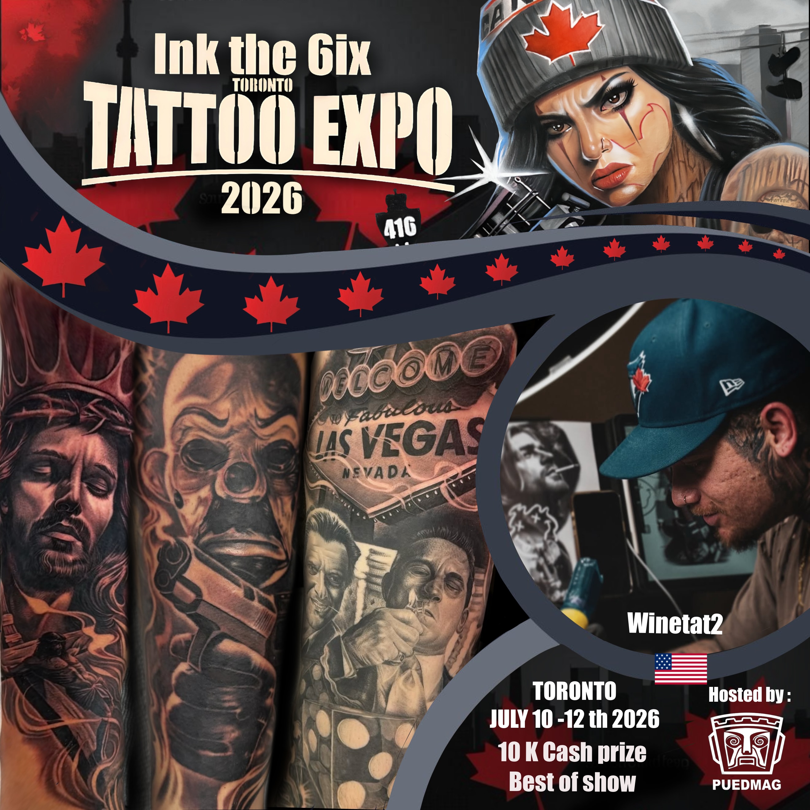 Welcome @winetat2 to the second edition of @inkthe6ixtorontotattooexpo, happening July 10-12, 2026, at the Enercare Event Centre in Toronto!
If you guys want to say what’s up or get some dope realism work, make sure to DM him directly.
Don’t miss the opportunity to meet him, check out his work, and get tattooed at one of Canada’s biggest tattoo events.
We the North.
You either win with us or watch us win.