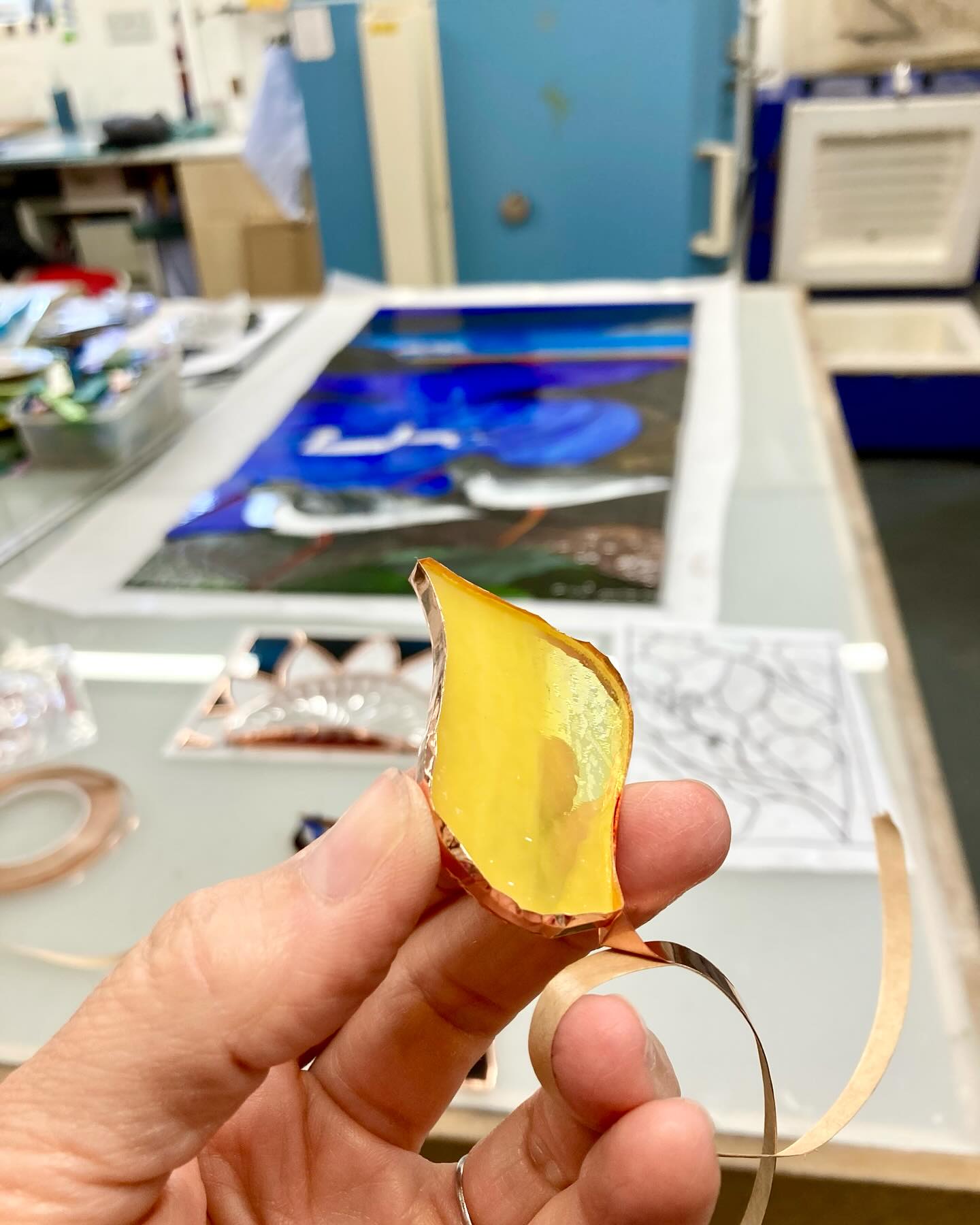 Busy in the glass studio making a couple of new small panels for my stand at @wildivymarkets this Sat 13 June, 11-4 @kelburnestate In the background is a window commission that will be heading to the Falkland Islands! #leonastewartglass #handmadeayr #wildivymarket #kelburn #kelburncastle #largs #stainedglass #scottishglass