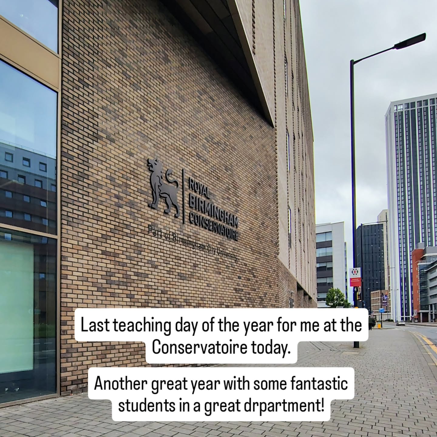 Final teaching day of the year for me at the Conservatoire.
Another great year working with some very talented students in a fantastic department!