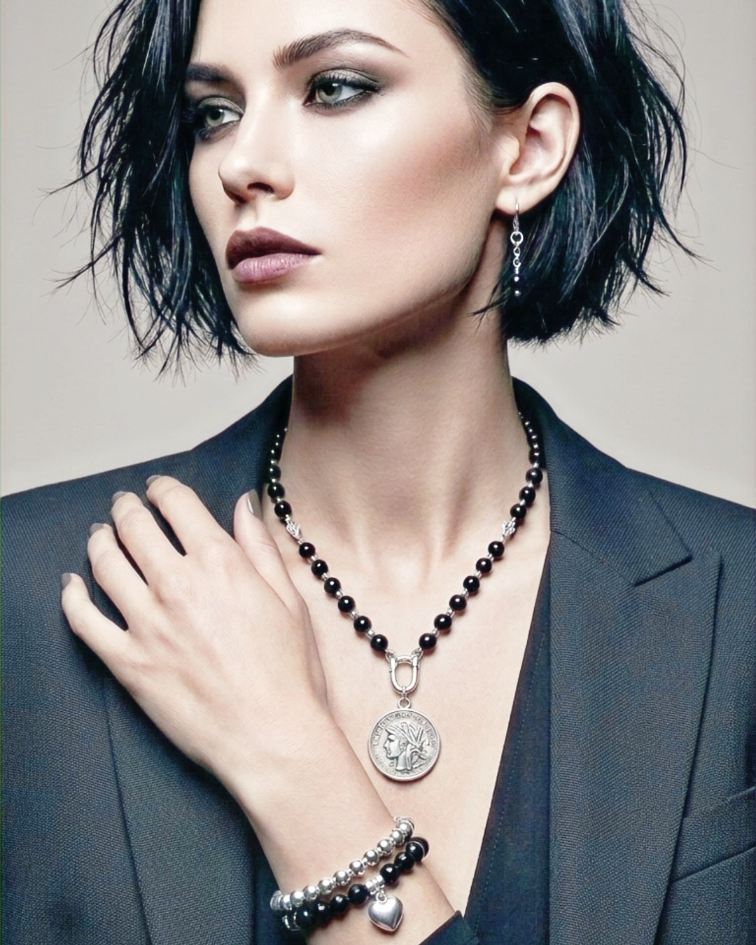 Eclipse Lumière — Rainbow Obsidian & French coin convertible set: necklace, earrings, and bracelets crafted in .925 sterling silver. Grounding energy meets architectural elegance. Link in Bio
#EclipseLumière #RainbowObsidian #QuarryAtelier #HandcraftedJewelry #ConvertiblePendant #SterlingSilver #ModernHeirloom #JewelryStyle #Layering #LinkInBio