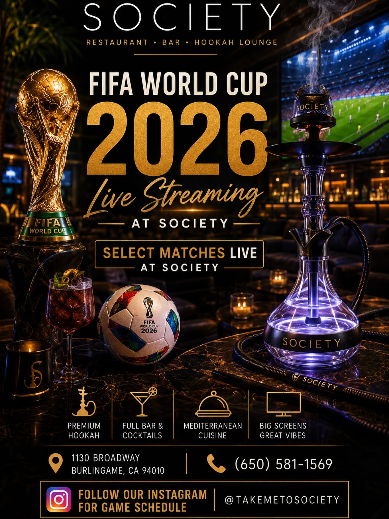 World Cup Games showing at Society. Please follow up games schedules .
