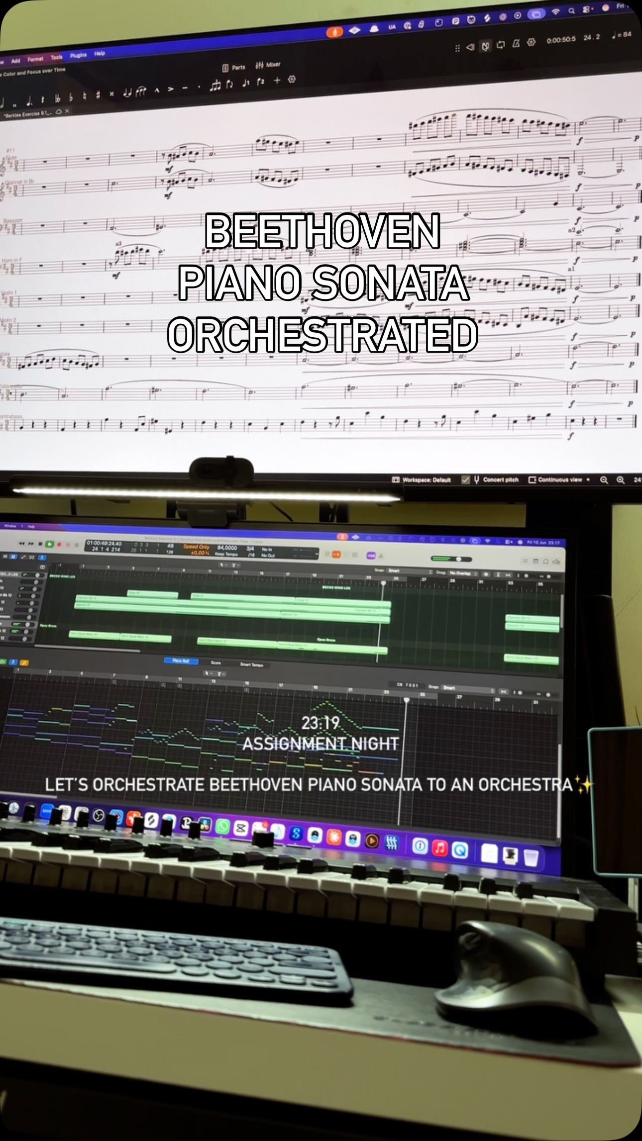 Berklee Assignment night — closing the day by orchestrating a Beethoven piano sonata✨
