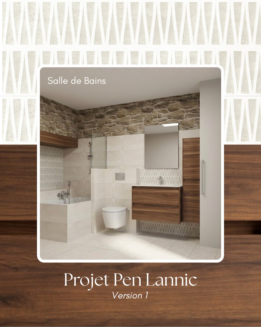 • Projet Pen Lannic • Larmor Baden
Logement saisonnier dont les choix définitifs restent à définir, avant commande par les artisans.
Quand j’avance sur un projet, mes clients ont besoin de se projeter pour faire leurs choix. Encore plus lorsqu’ils ils sont éloignés et que j’ai quasiment carte blanche.
Alors, je propose toujours au minimum 2 ambiances distinctes, avec des visuels 3d et planches descriptives matériaux.
Ceci leur permet d’identifier des émotions différentes, et surtout provoquer la sensation bien-être recherchée et la validation des choix 👍🏻
Pas de mauvaises surprises: les matériaux sont présentés, mis en scène et validés.
Et vous, c’est quoi votre version préférée ?
#salledebain #noyer #chêne #rénovation #logementsaisonnier